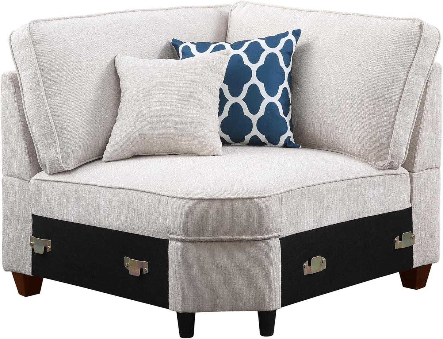 116" Convertible Sectional Couch with Movable Ottoman and 6 Throw Pillows,Chenille Upholstered Comfy Sofa 7 Seater,L-Shaped,Free Combination,Easy Assembly for Living Room,Apartment,Office,Beige