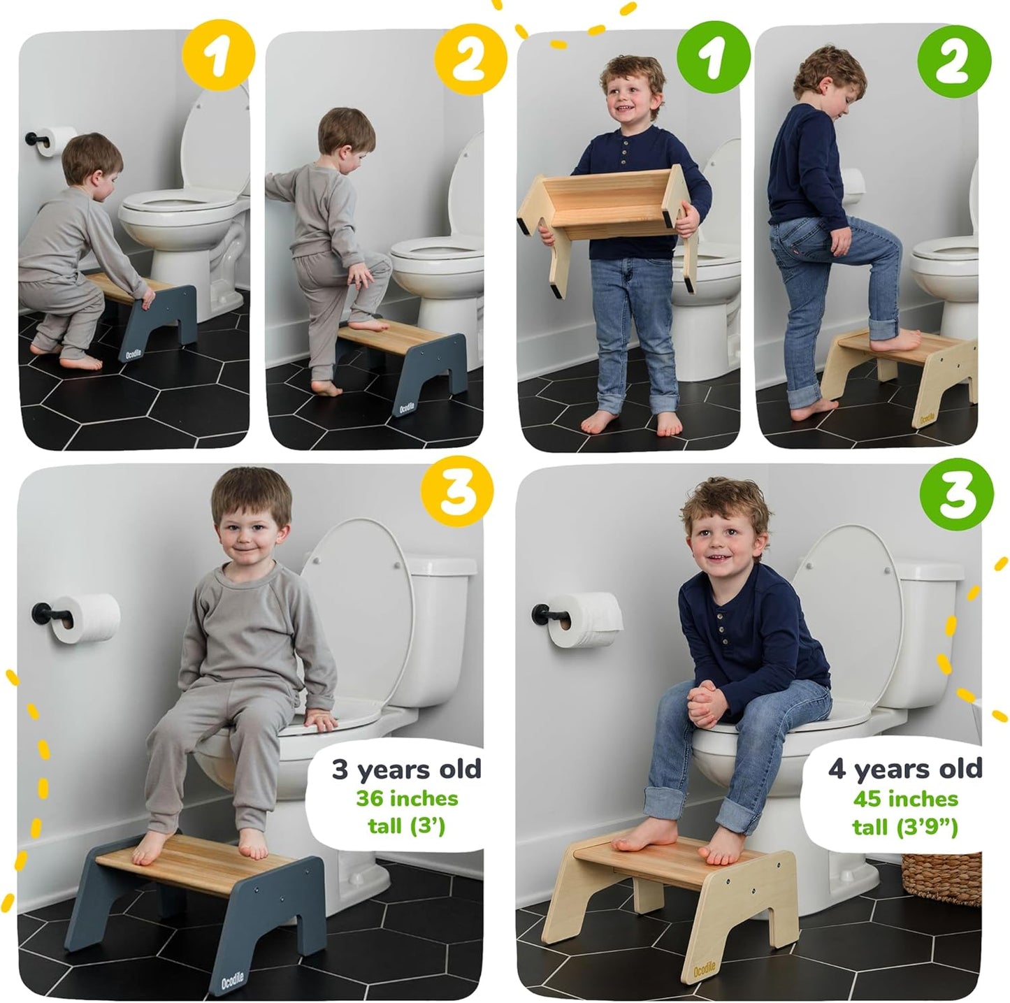 1-Step Wooden Step Stool for Toddlers | Kids Step Stool for Bathroom Sink, Kitchen, and Potty Training | Non-Slip Stool for Toilet Independence | Wooden Step for Children Ages 2+ Blue