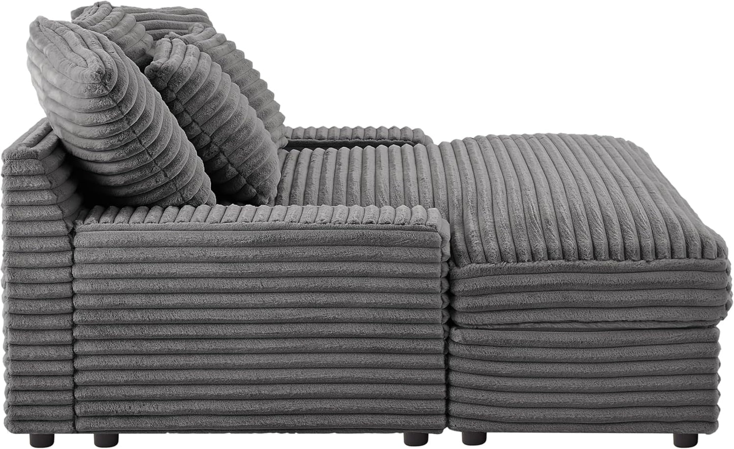 64" Oversized Chaise Daybed Lounge Sleeper Sofa Extra Wide Cloud Sofa&Couch, Luxury Plush Corduroy Upholstered Loveseat Couch Deep Seat Living Room Queen Size Sofabed W/5 Pillows for Home/Apartment