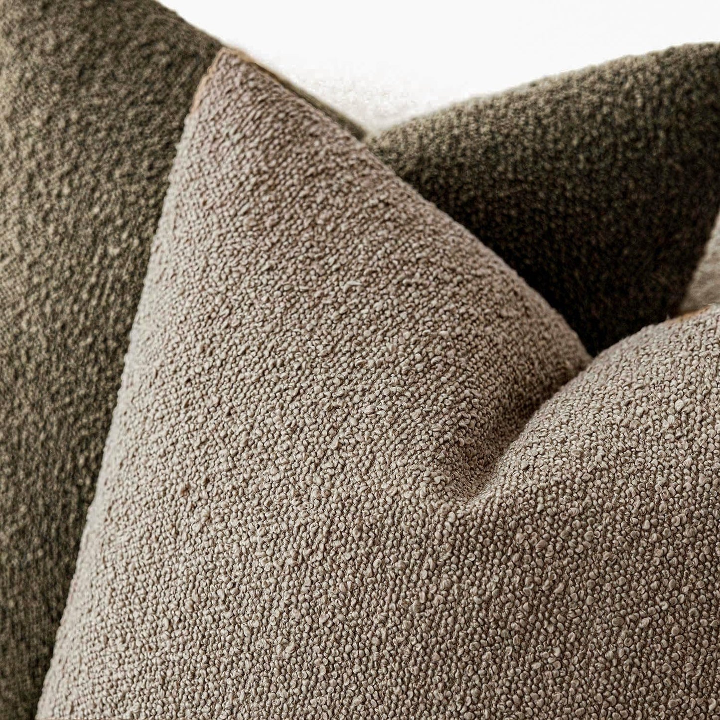 Foindtower Set of 2, Decorative Textured Boucle Throw Pillow Covers Accent Solid Pillow Cases Neutral Cozy Couch Cushion Case for Chair Sofa Bedroom Living Room Home Decor 24x24 Inch Light Khaki Tan
