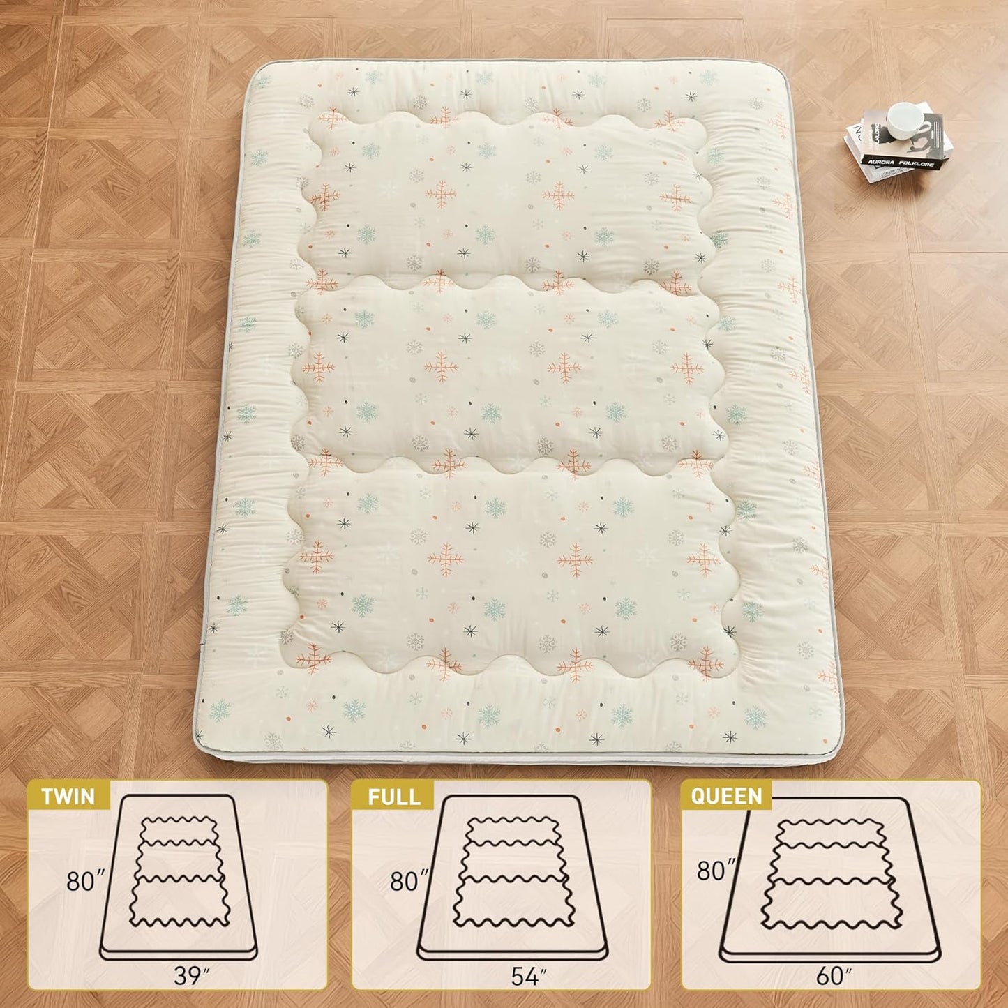 Dr.Futon Japanese Floor Futon Mattress Extra Thick Folding Roll Up Bed Topper Mat for Guest,Lounger and Tavel