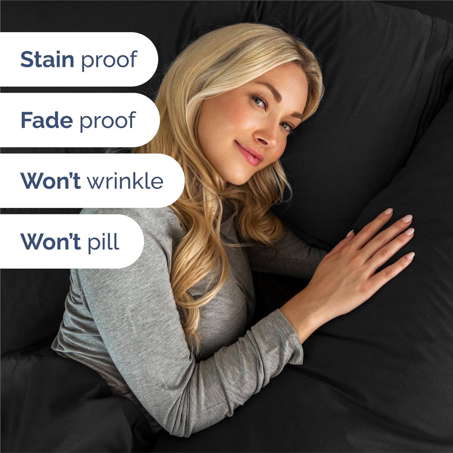 Split King Size 5 Piece Sheet Set - Comfy Breathable & Cooling Bed Sheets Set - Hotel Luxury Bedding for Women, Men, Kids, Teens, Boys & Girls - Deep Pockets, Soft and Wrinkle Free - Oeko-Tex - Black