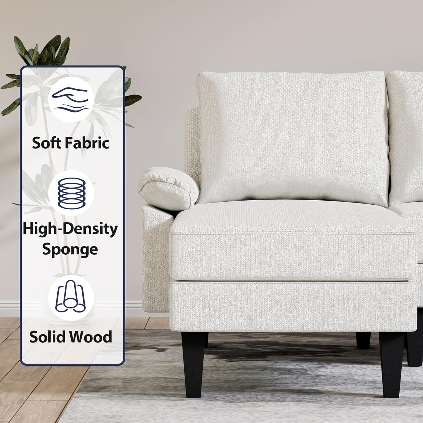 U Shaped Sectional Couch, Convertible Modular Sectional Sofa with Chaise & Ottomans, Modern 6 Seat U Shaped Couches for Living Room Apartment, Beige