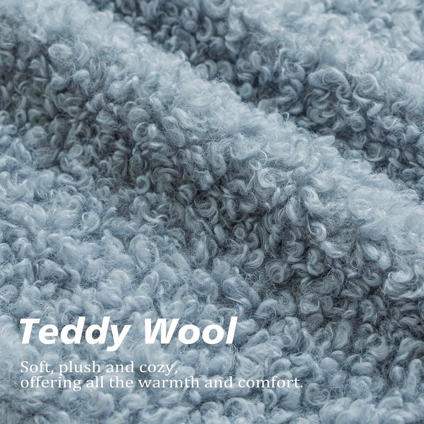 Foindtower 2 Pieces 22x22 Inch Misty Blue,Faux Fur Throw Pillow Cover Accent Sherpa Furry Pillow Covers Fuzzy Soft Pillowcases Cozy Sheepskin Decorative Fleece Cushion Case for Bed Couch Living Room