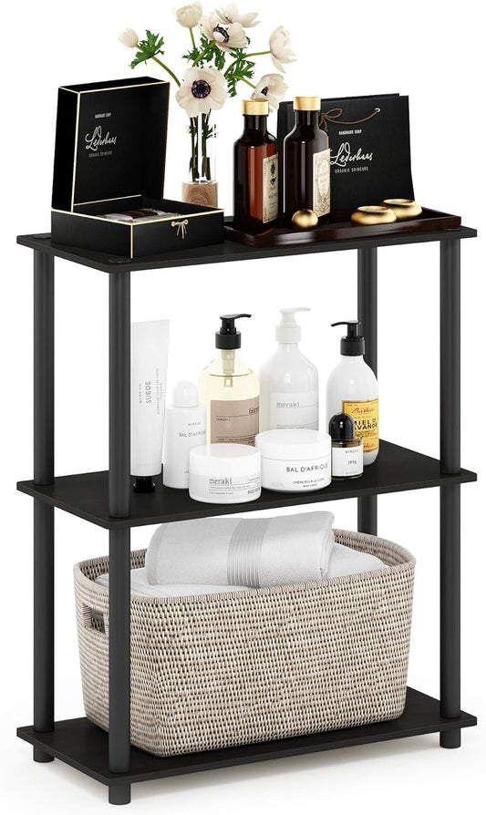 Furinno Turn-N-Tube Display Rack, 3-Tier Single, Espresso/Black