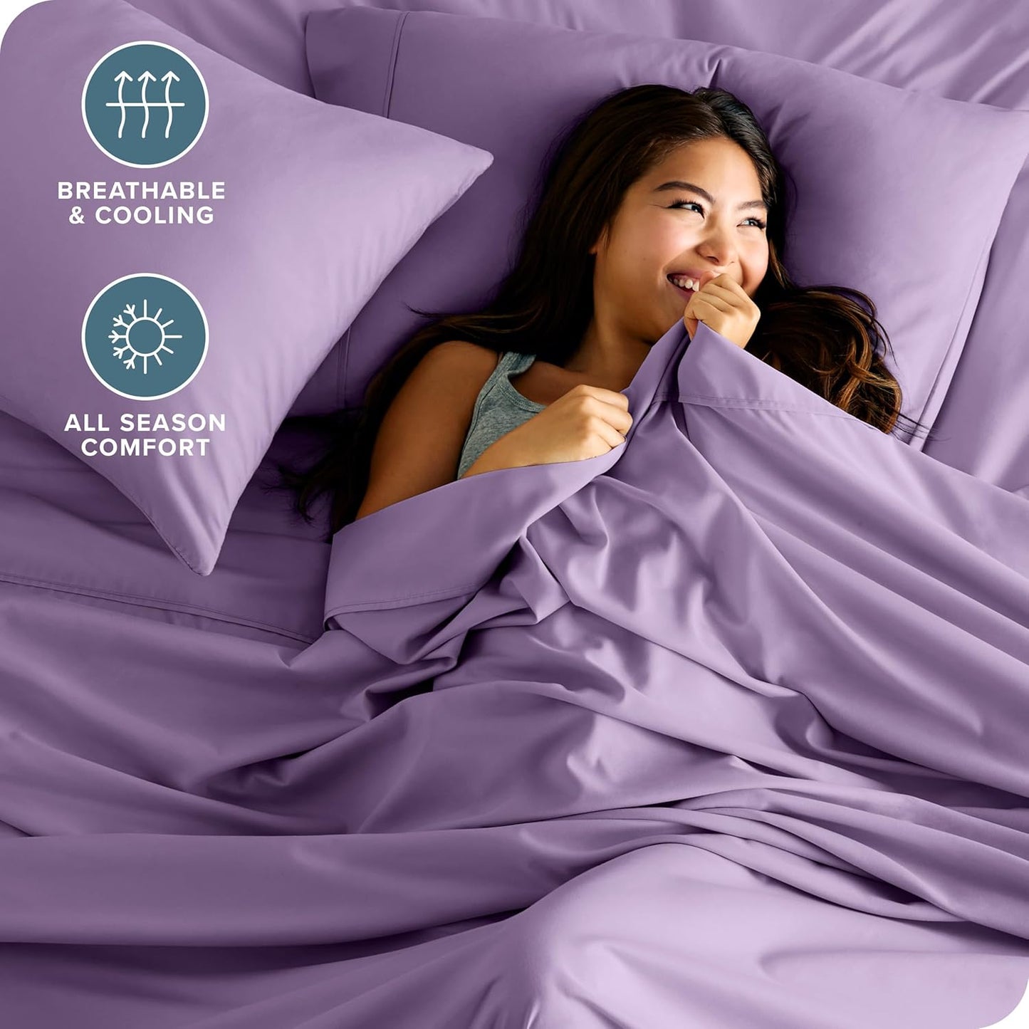 Bare Home Split King Sheet Set - 1800 Ultra-Soft Microfiber Bed Sheets - Double Brushed - Deep Pockets - Easy Fit - 5 Piece Set - Bed Sheets & Pillowcases (Split King, Lavender)