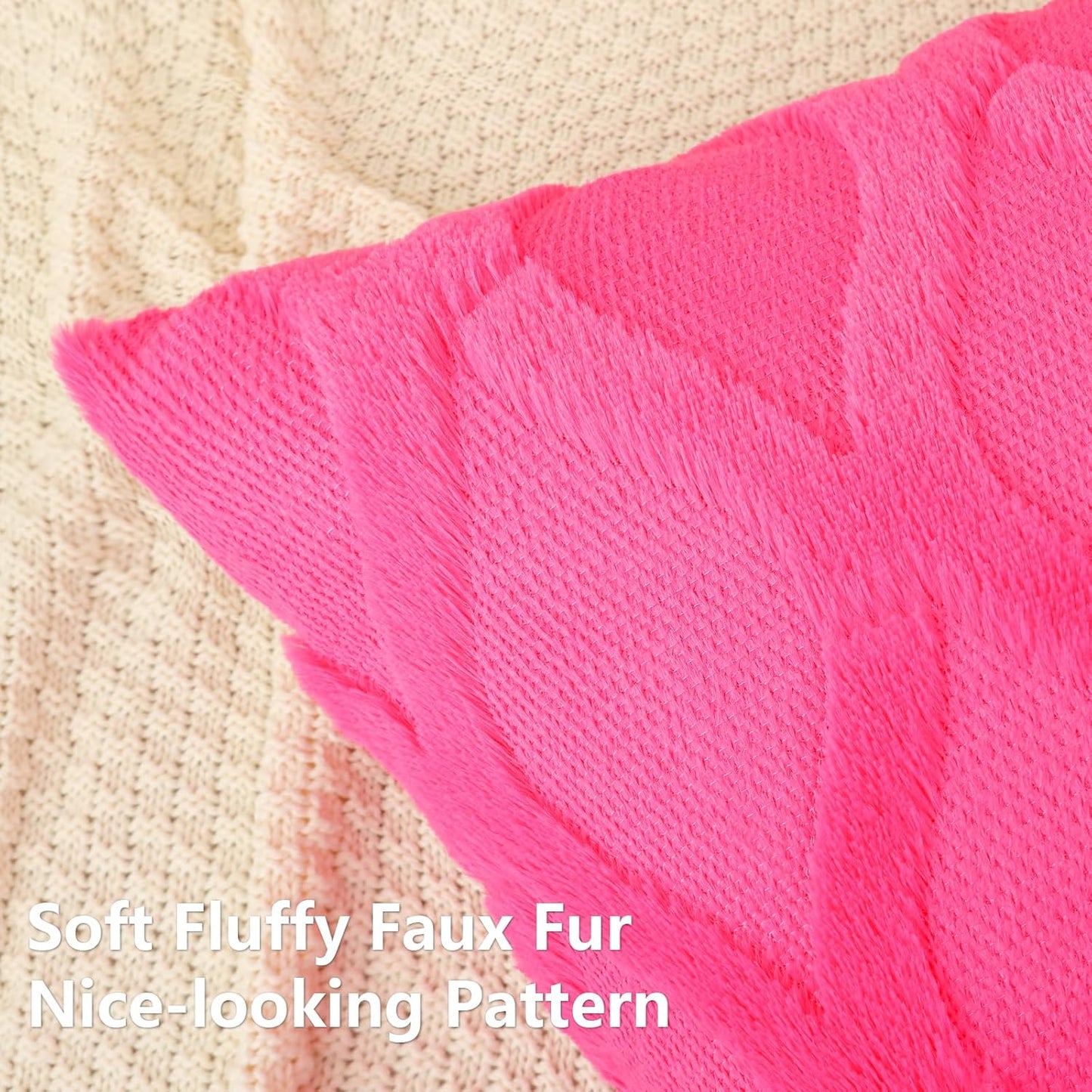 decorUhome Throw Pillow Covers 24x24 Inch Set of 2, Soft Plush Faux Fur Wool Hot Pink Couch Pillow Covers, Decorative Neutral Pillow Cases for Bed Sofa Living Room Home Decor