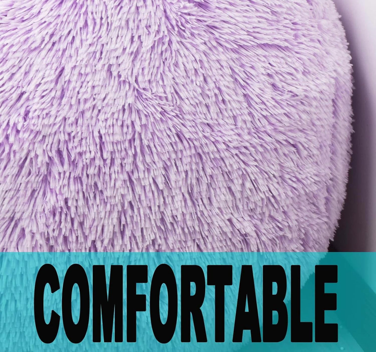 Fluffy Bean Bag Chair, 3FT Round Memory Foam Filled Bean Bag for Teens & Kids, Ultra Soft Faux Fur Fabric Bean Bag Chairs for Playroom, Living Room, Bedroom, Lavender