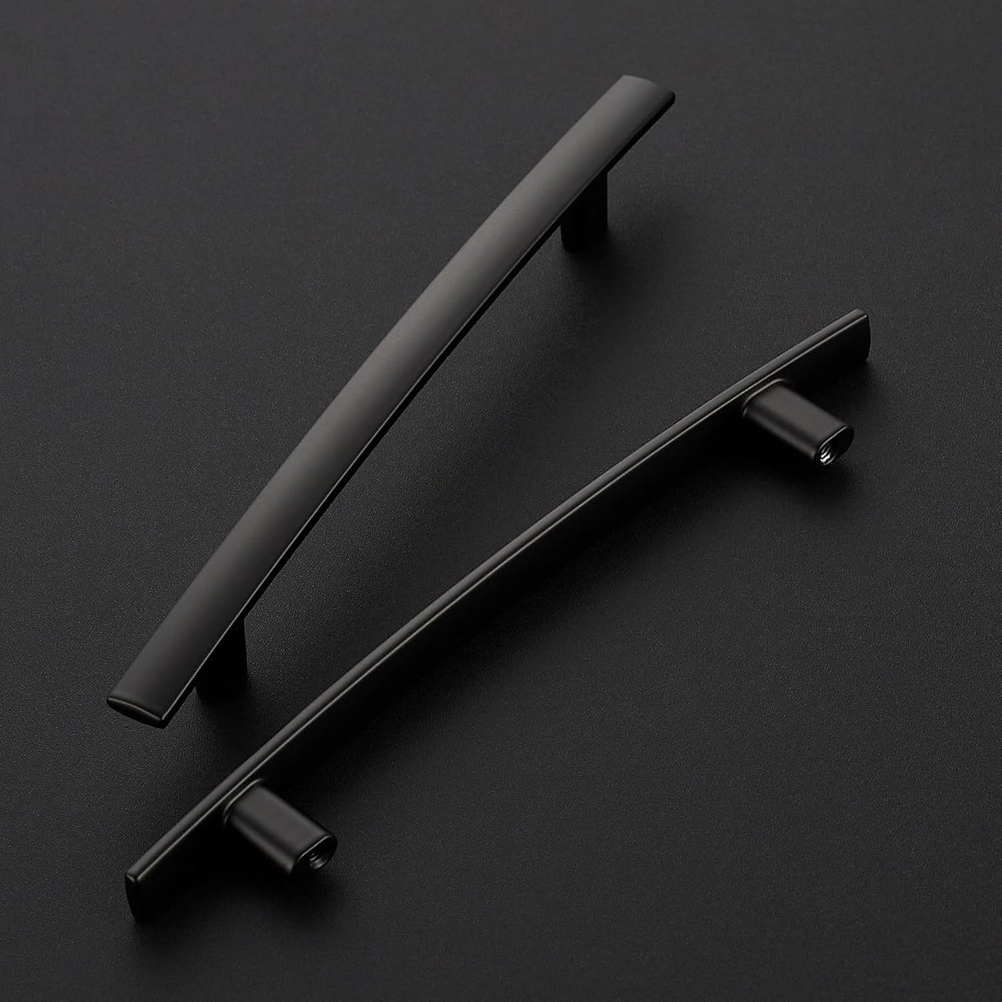 15 Pack Cabinet Handles 5" Hole Center - Curved Cabinet Pulls Black Drawer Pulls for Kitchen Cupboard Solid Hardware for Dresser Drawer Arch Hardware