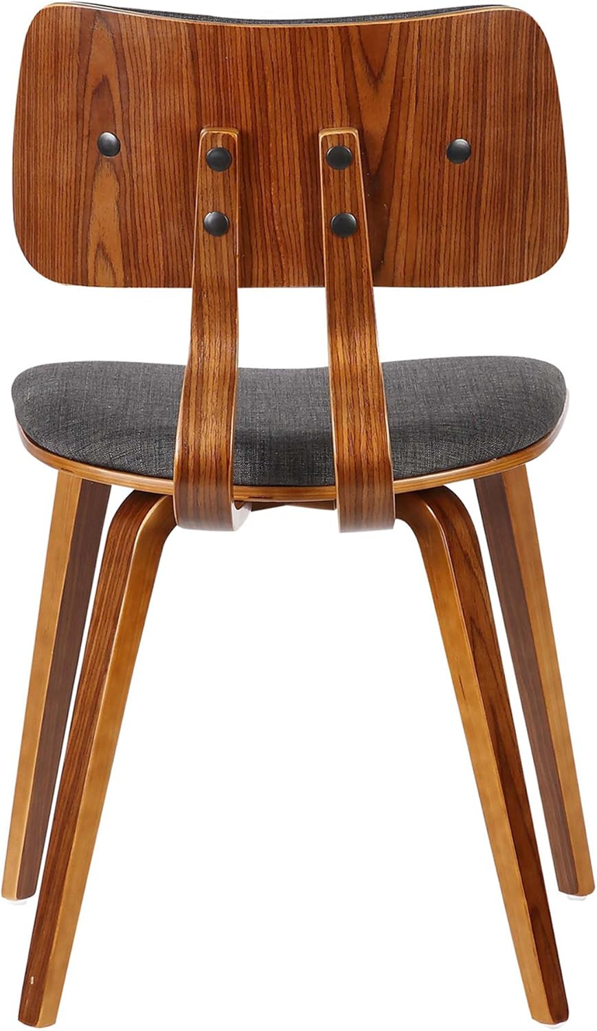 Armen Living Jaguar Mid-Century Dining Chair in Walnut Wood and Charcoal Fabric - Set of 6