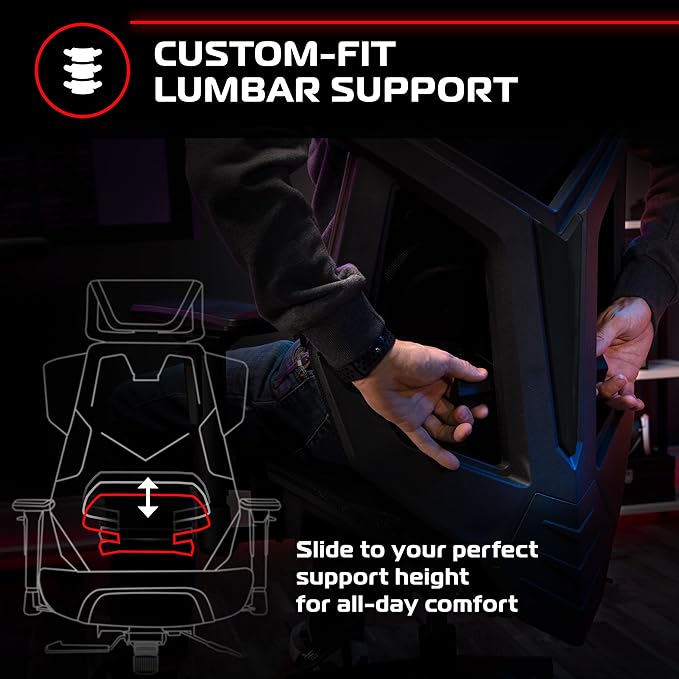 RESPAWN FLEXX Ergonomic Office and Gaming Chair with Lumbar Support - Breathable Mesh Recliner with Headrest & Adjustable Arms, Comfy Home Office Desk Chairs, Reclining Gaming Seat for Adults - Black