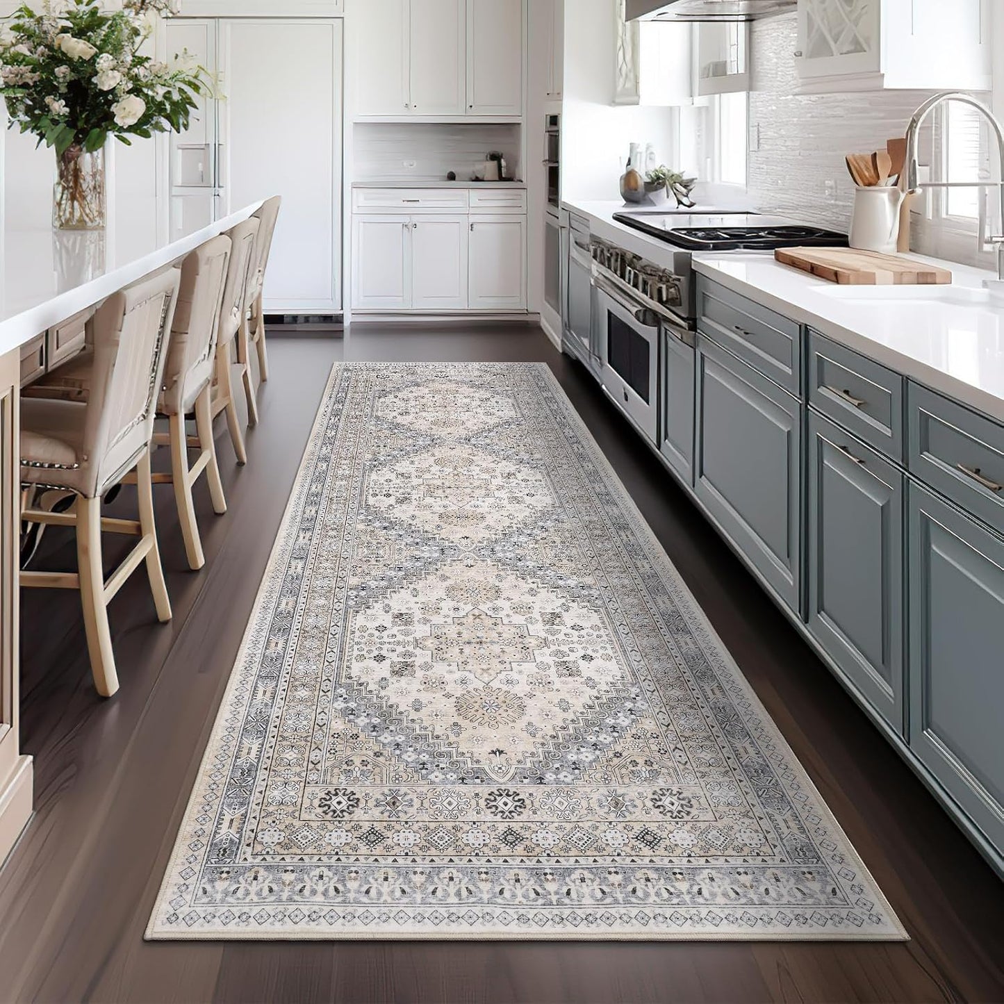 zesthome Washable Runner Rug 2.5x8 - Stain Resistant Entryway Rug,Ultra-Thin Kitchen Rugs, Anti Slip Backing Runner Rugs for Entrance Laundry Room Indoor Hallway (Beige,2.5'x8')