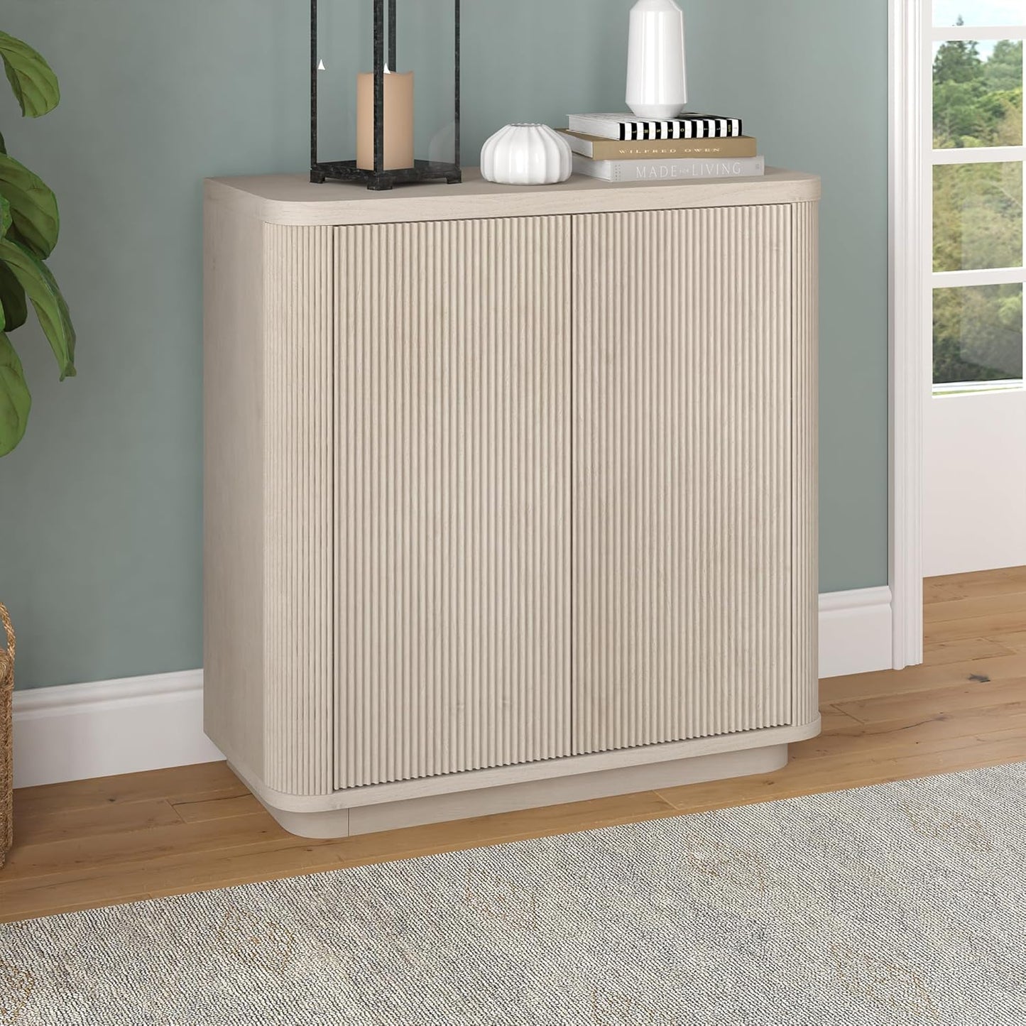 Henn&Hart 32" Wide Rectangular Accent Cabinet in Beech White, for Home, Living Room, Bedroom, Entertainment Room, Office