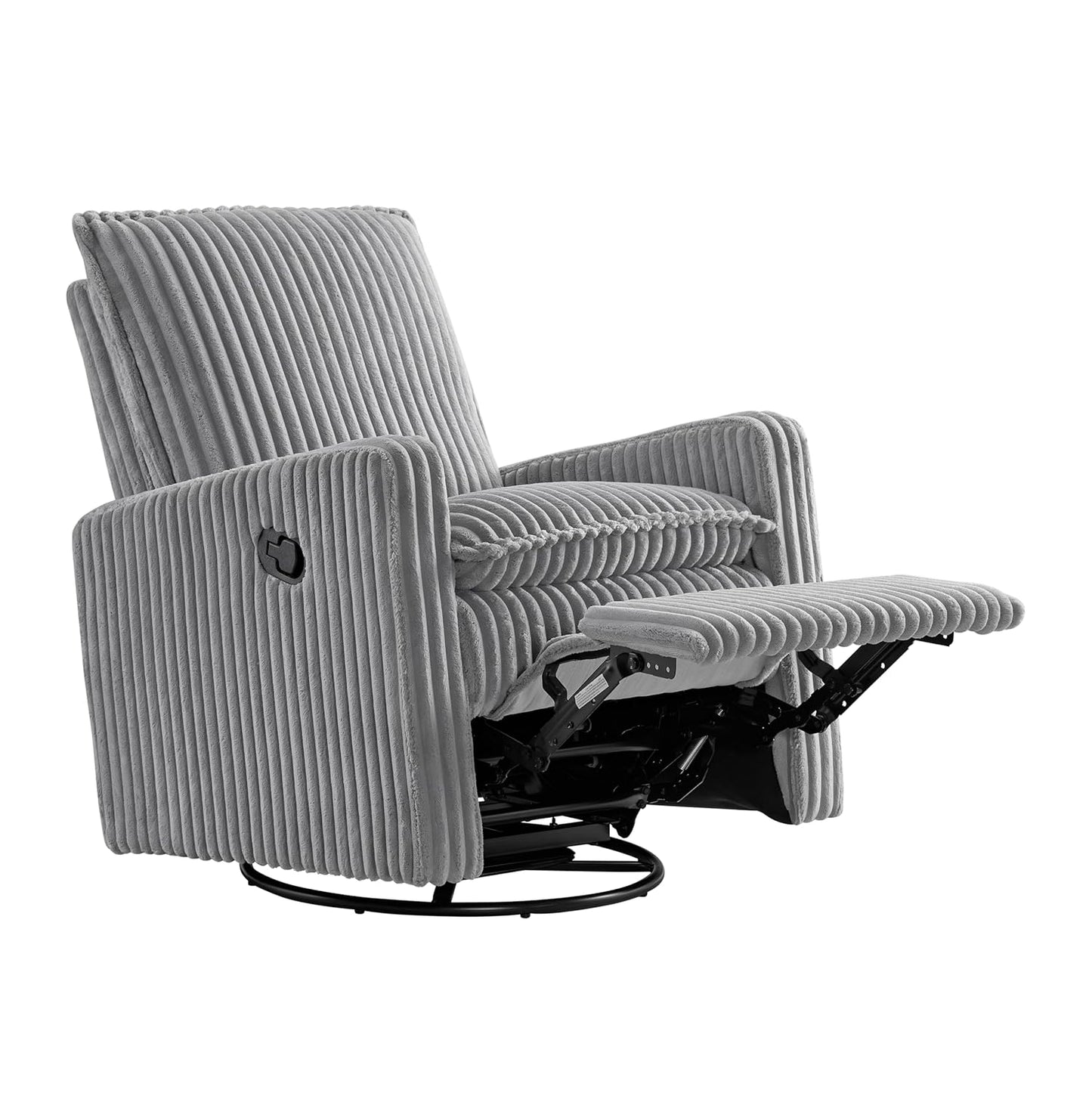 Oxford Baby Uptown Upholstered Swivel Glider and Recliner Nursery Chair - Corduroy, Ash Gray