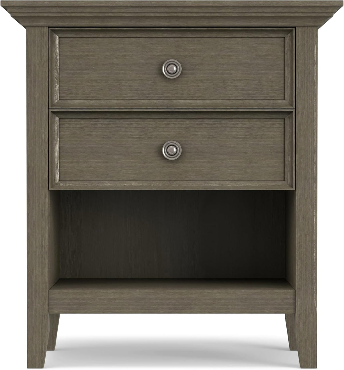 SIMPLIHOME Amherst SOLID WOOD 24 Inch Wide Traditional Bedside Nightstand Table in Farmhouse Grey, For the Living Room and Bedroom