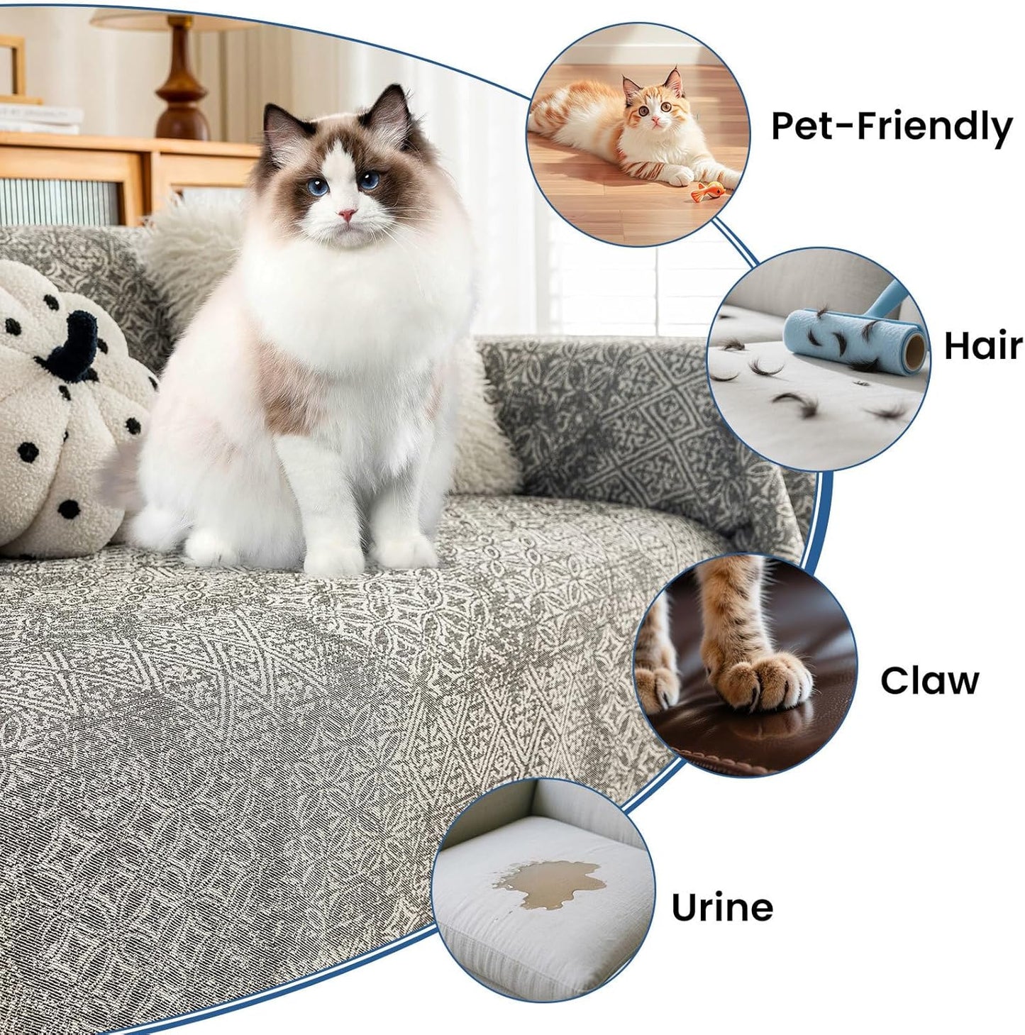 STACYPIK Geometric Pattern Sofa Cover Blanket, Black Couch Throw for Living Room, Couch Covers for Dogs, Washable Furniture Protector for 3 Cushion Sofa with Tassel, Anti-Slip Throw Cover-71X150IN
