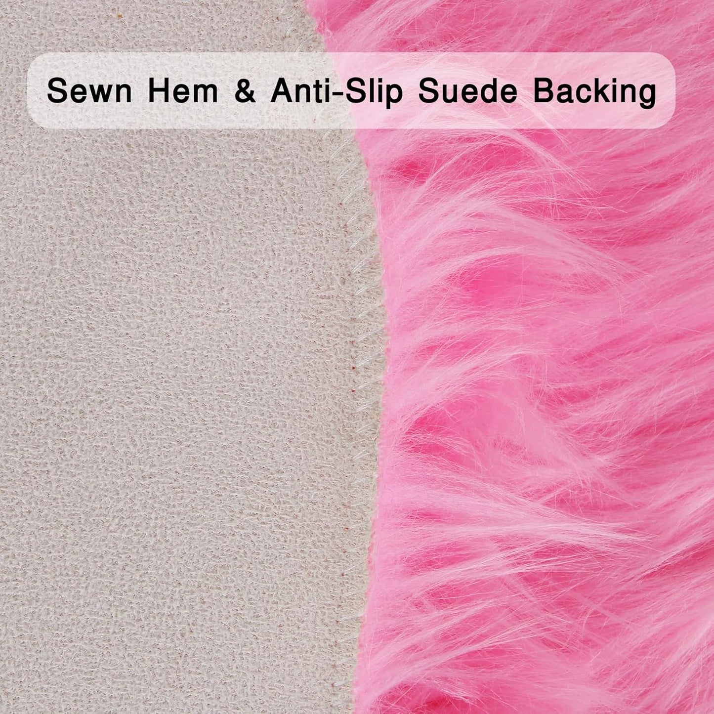 duduta Hot Pink Faux Fur Rug 3x5 ft, Fluffy Shag Rectangular Sheepskin Rug for Bedroom Nursery Living Room Dorm Washable