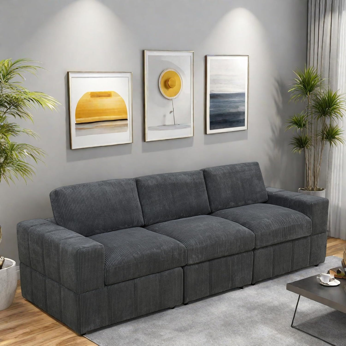 Sectional Couches for Living Room, Comfy Cloud Couch Loveseat Sofa with Deep Seats, Lounge Modern Living Room Furniture for Small Space, Dark Grey