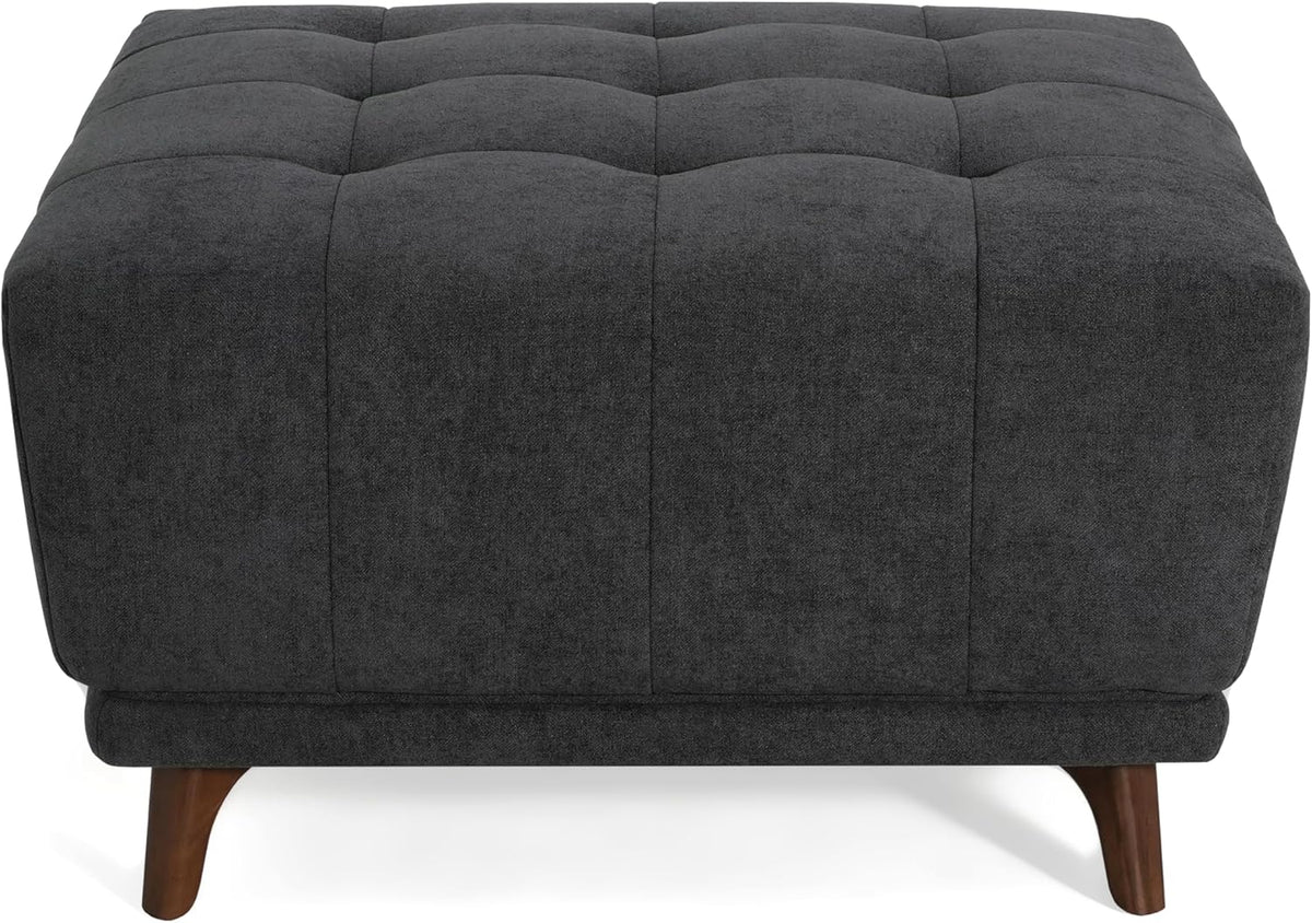 Christopher Knight Home Kinsley Square Ottoman Footstool, Ottoman Chair with Large Seat, Chenille Fabric Upholstery Coffee Table, Modern Side Table for Living Room Bedroom Home Decor, Grey
