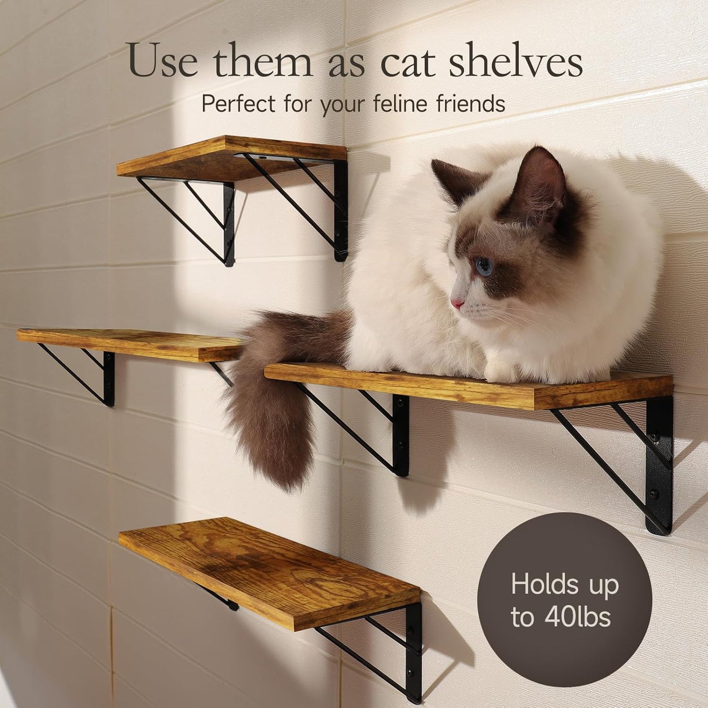 BAYKA Wall Shelves for Bedroom Decor, Floating Wall Shelves for Living Room Kitchen Storage, Wall Mounted Rustic Wood Floating Shelves for Kids Books, Corner Shelf for Bathroom(Rustic Brown，Set of 4)