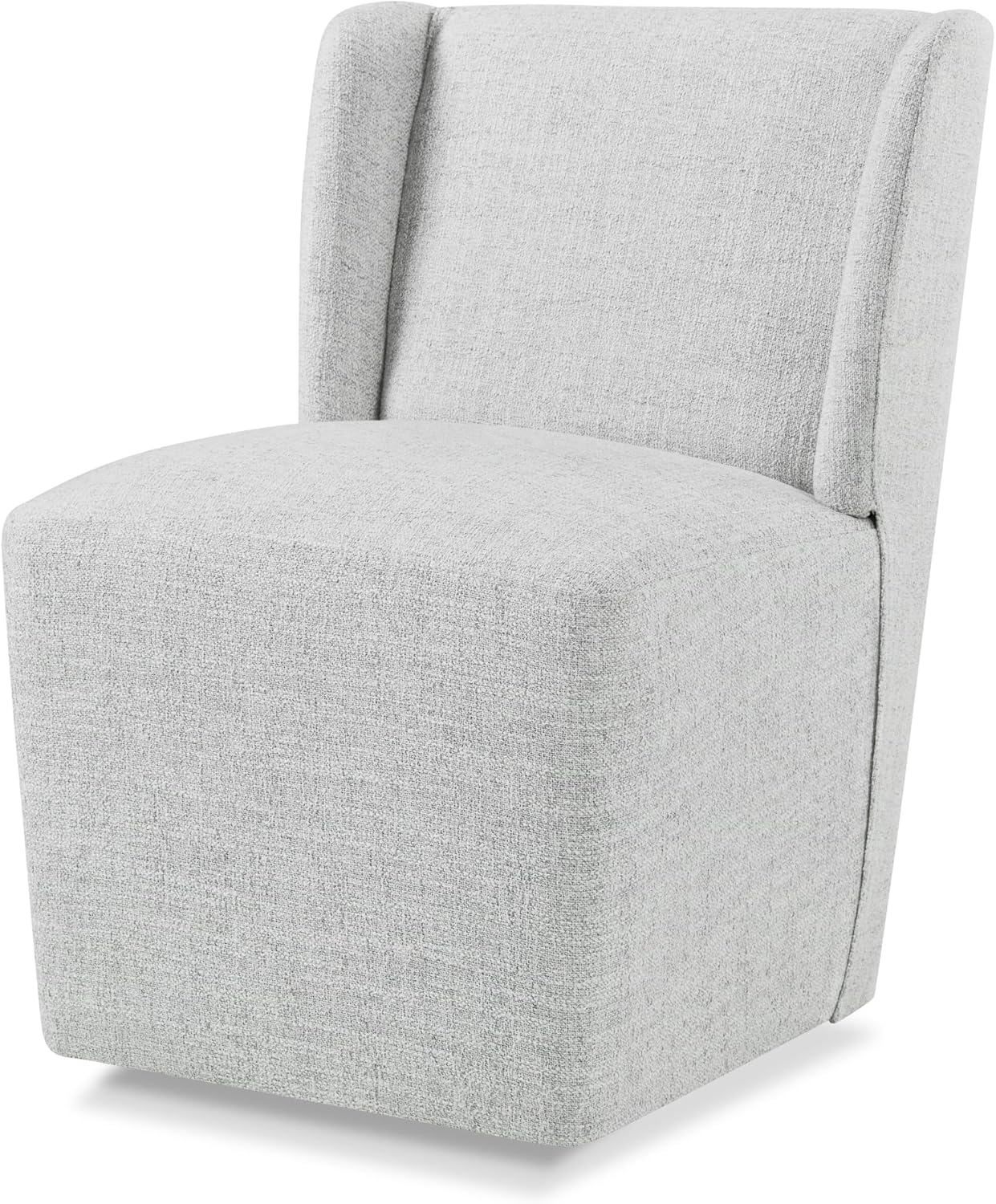 Upholstered Dining Chair with Casters Wingback Modern Side Armless Deskchair with Rollers for Diningroom Bedroom Livingroom Reading Room,Light Grey,1 Box