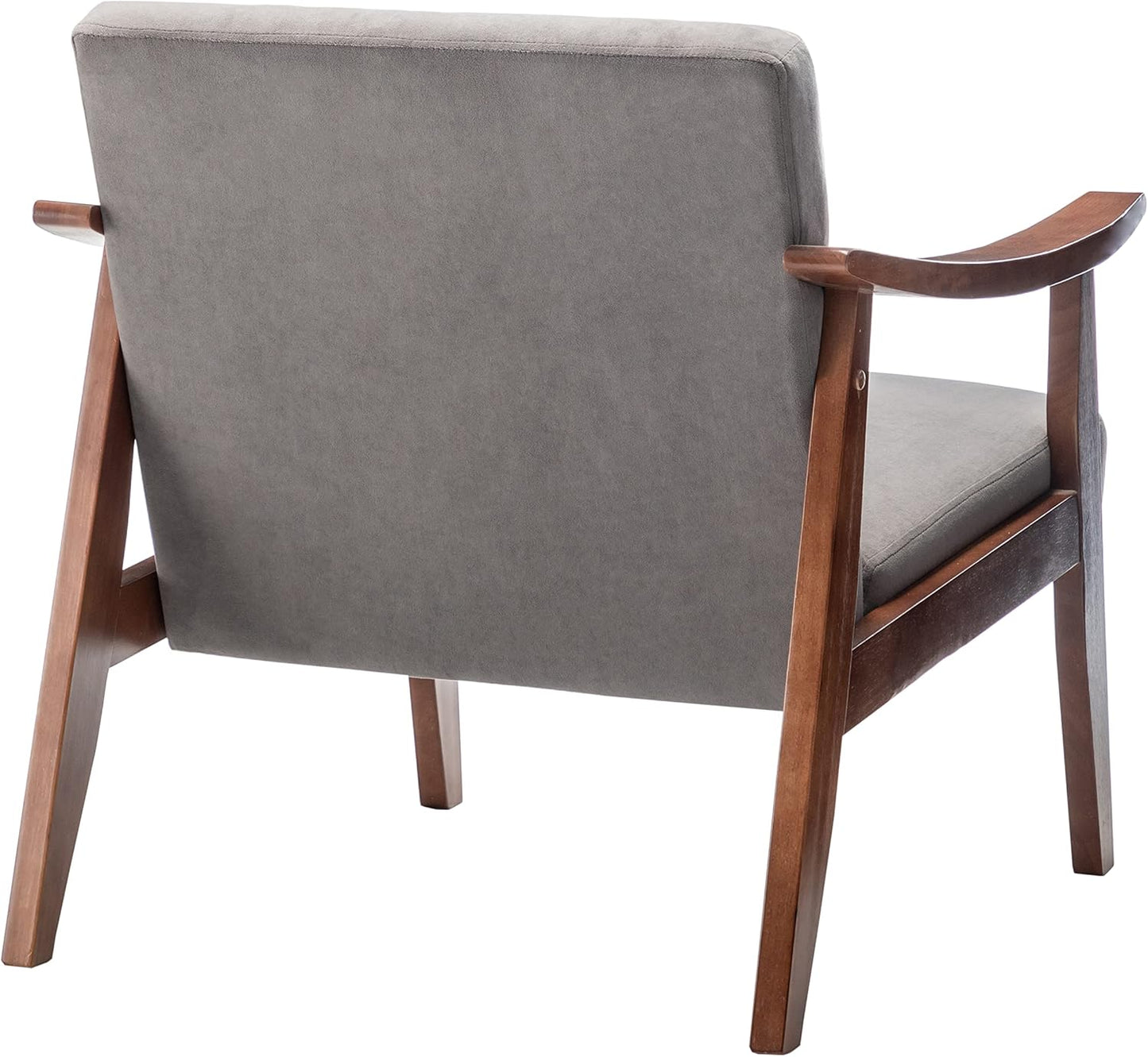 Container Furniture Direct Accent Chair with Velvet Upholstery and Solid Wood Frame, Classic Mid-Century Modern Living Room Furniture for Extra Seating, Grey