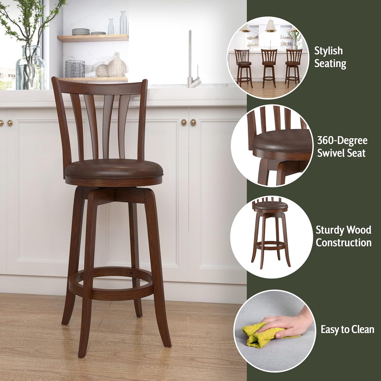 Hillsdale Savana Swivel Bar Stool, Cherry