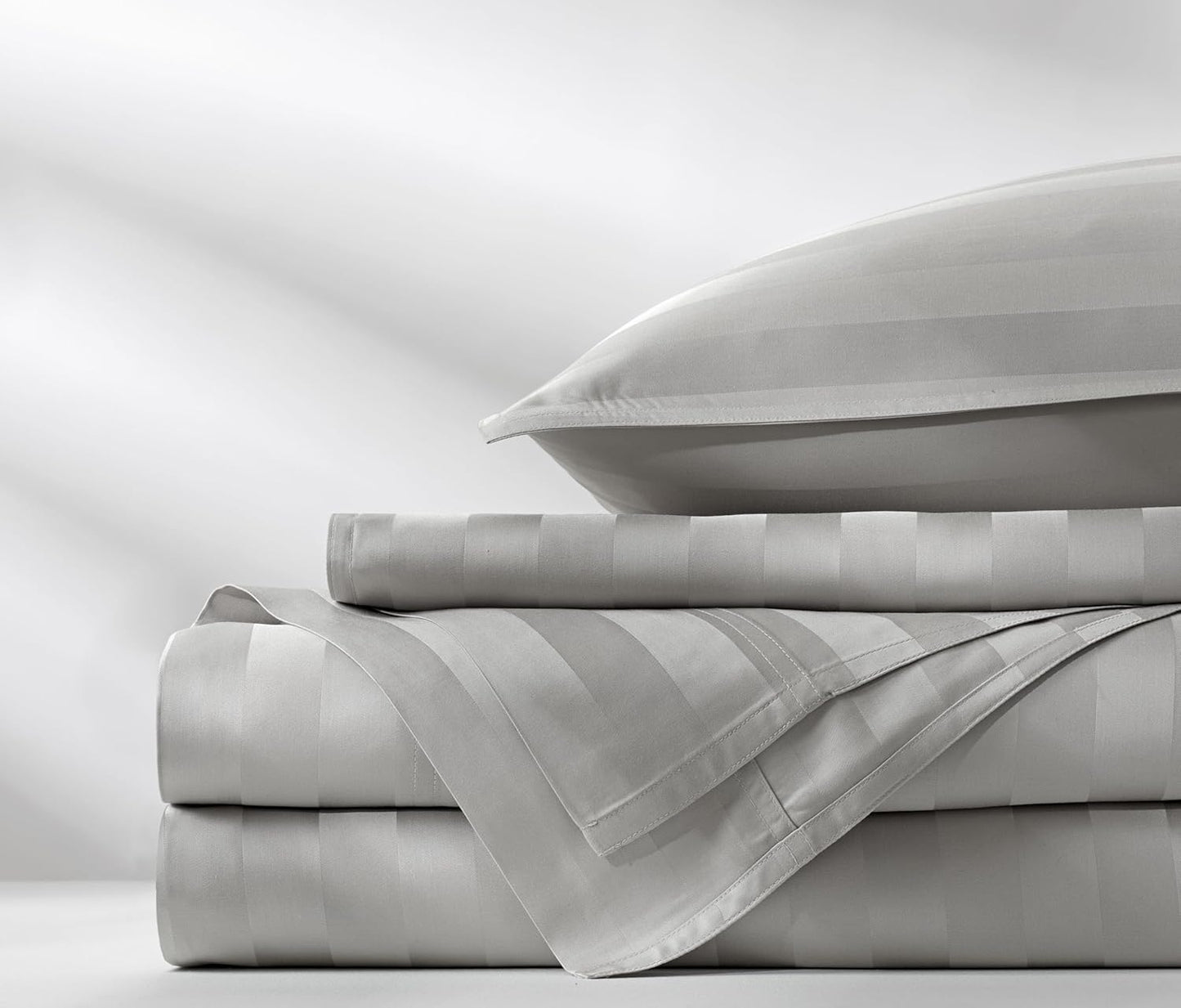 Full Sheets by Pure Bamboo, Genuine 100% Organic Viscose Derived from Bamboo Bed Sheet Set, Luxuriously Soft & Cooling, Double Stitching, Lifetime Quality Promise (Full, Jacquard Silver)