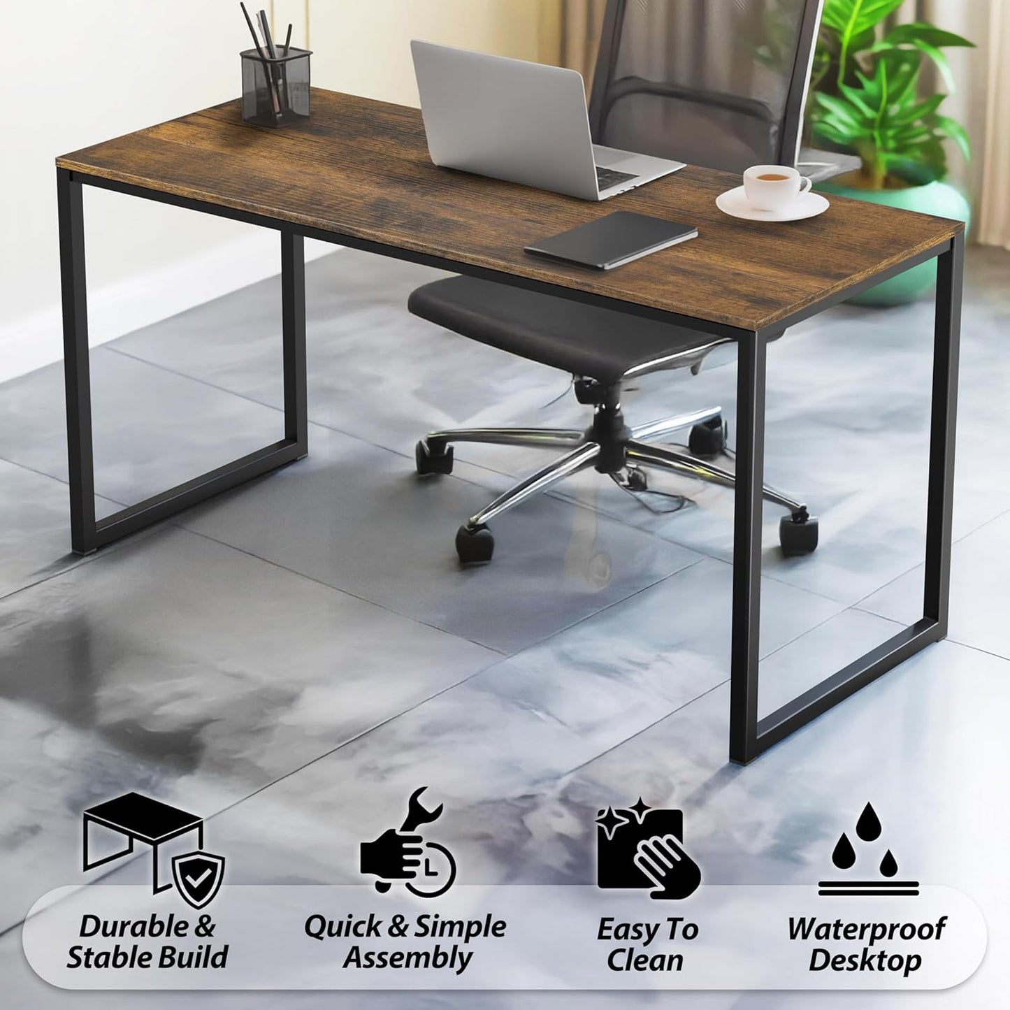 SHW Mission 48-Inch Home Office Computer Desk, Rustic Brown