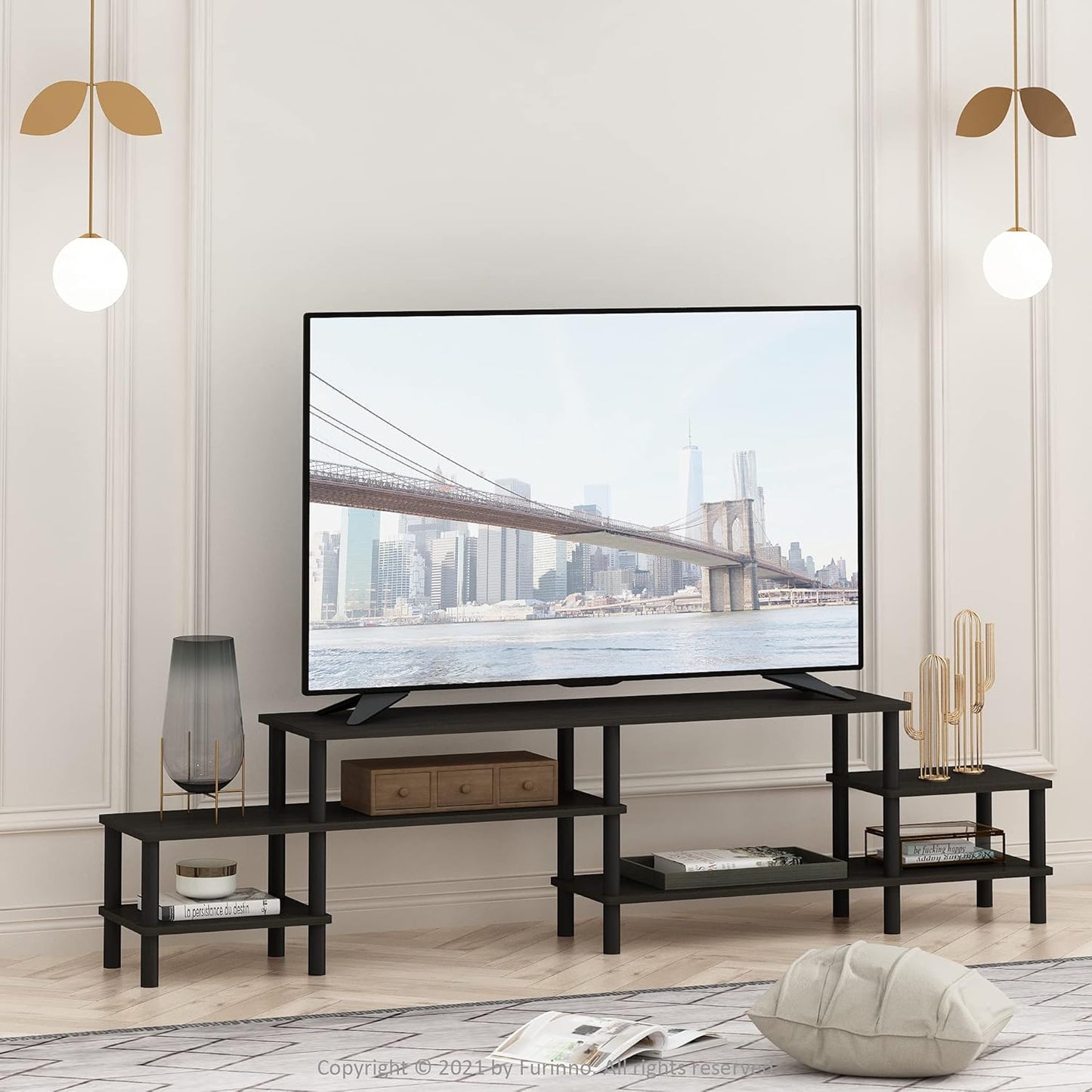 Furinno Turn-N-Tube Grand Stand for TV up, 78 Inch, Espresso