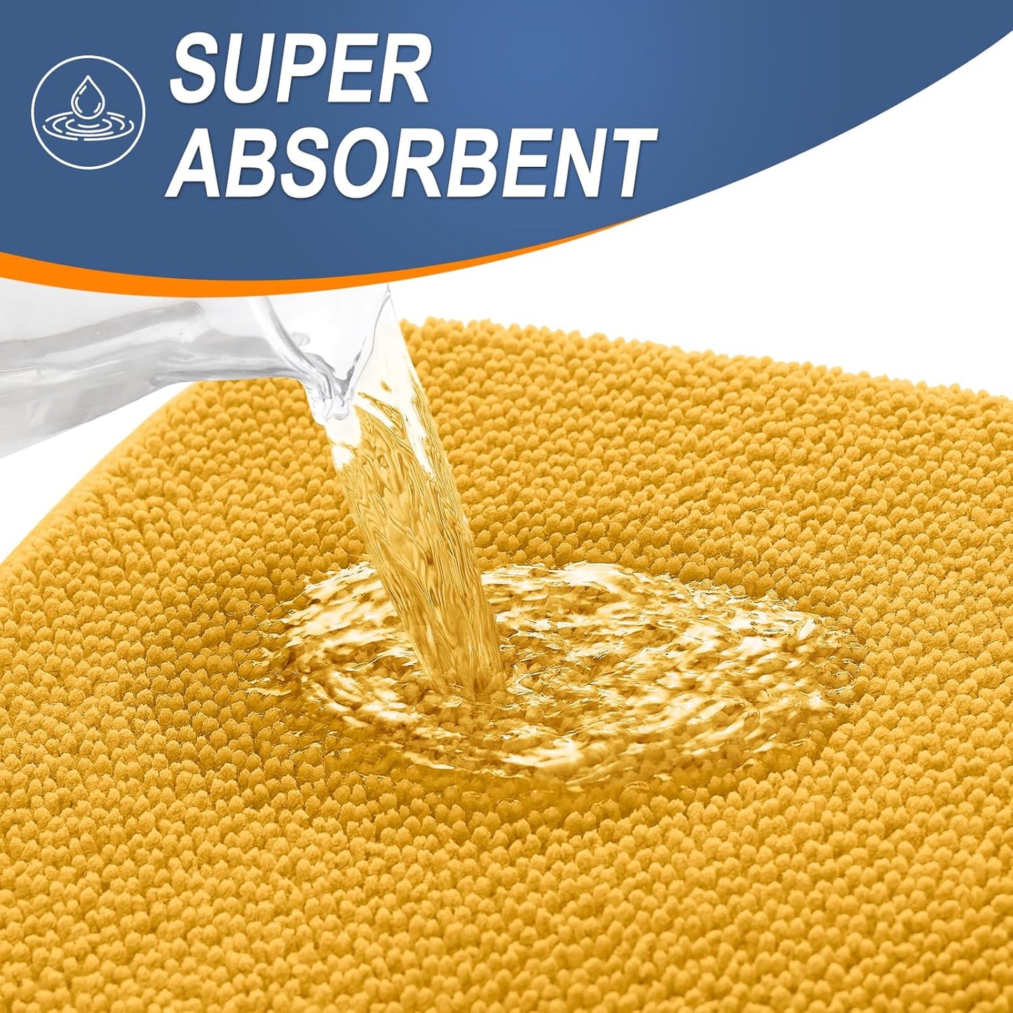 OLANLY Thick Memory Foam Bath Mat Rug 24x16, Extra Soft Absorbent Bathroom Rug, Quick Dry Bath Mats, Non-Slip, Machine Washable Carpet for Floor, Tub and Shower, Home Decor Accessories, Golden Yellow