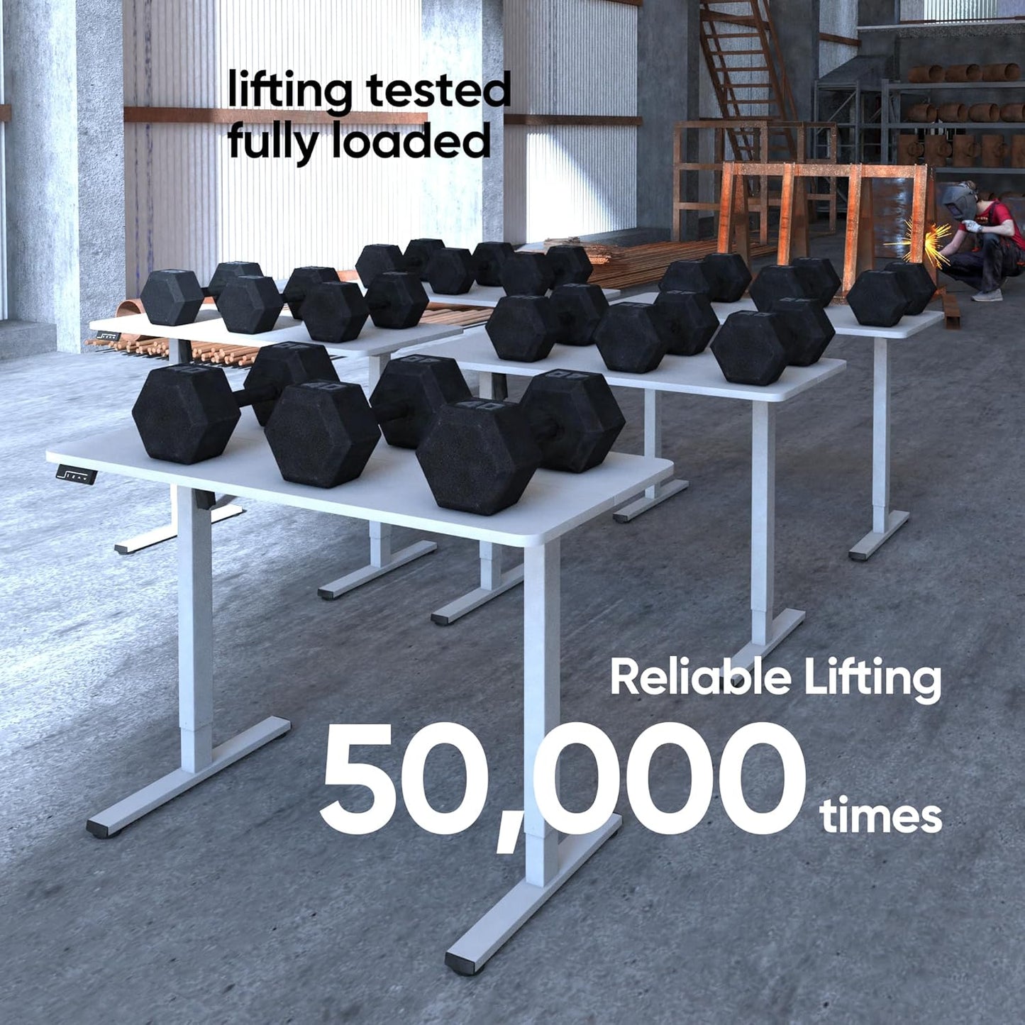 Electric Standing Desk Adjustable Height, 55x24 Inches Sit Stand up Desktop for Home Office, Ergonomic Rising Computer Table with Memory Preset, White