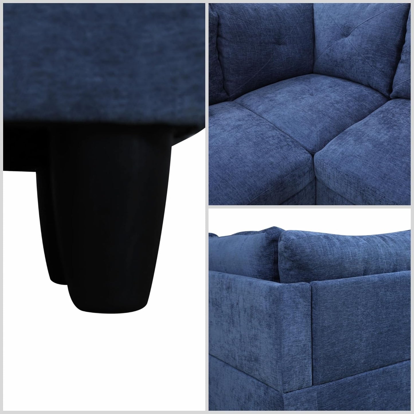 L Shaped Sectional Couches for Living Room, Modular 4 Seat Sofa with Ottoman Storage, Modern Couch with Chaise for Bedroom Apartment Furniture, Blue