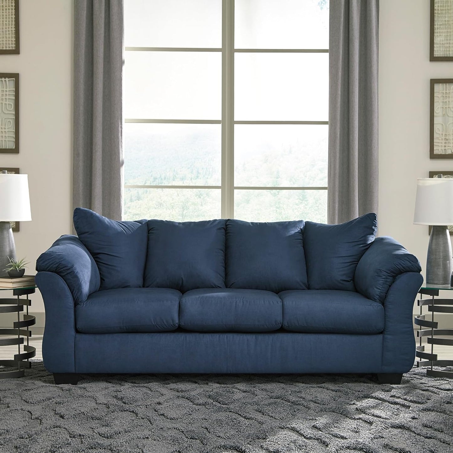 Signature Design by Ashley Darcy Casual Plush Sofa, Dark Blue