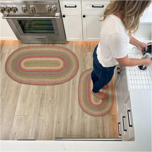 Azalea Multi Color Braided Oval Rug, Jute, 20x30 - Perfect Country Primitive Decor for Entryway, Kitchen, Everywhere