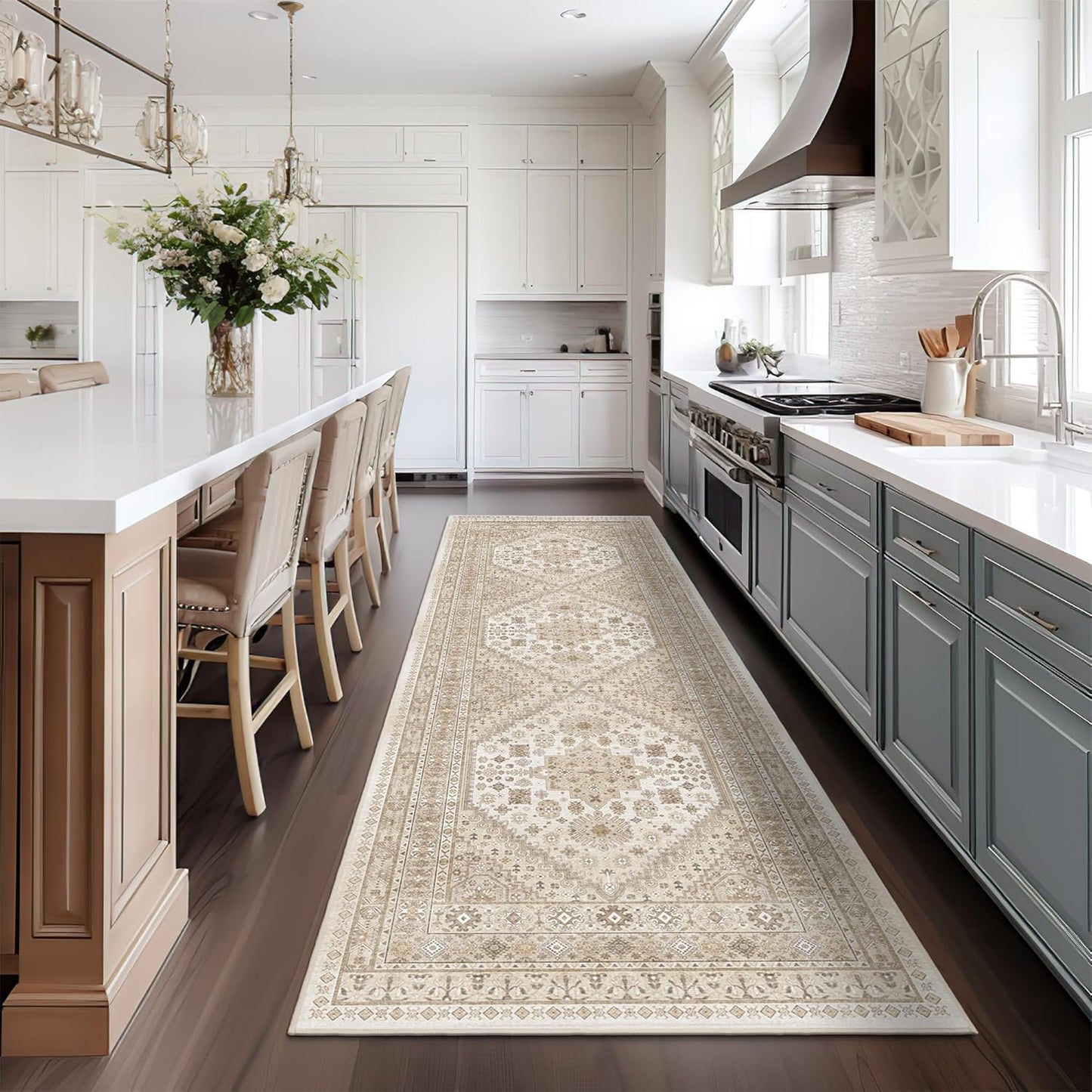 zesthome Washable Runner Rug 2.5x8 - Stain Resistant Entryway Rug,Ultra-Thin Kitchen Rugs, Anti Slip Backing Runner Rugs for Entrance Laundry Room Indoor Hallway (Cream/Beige,2.5'x8')