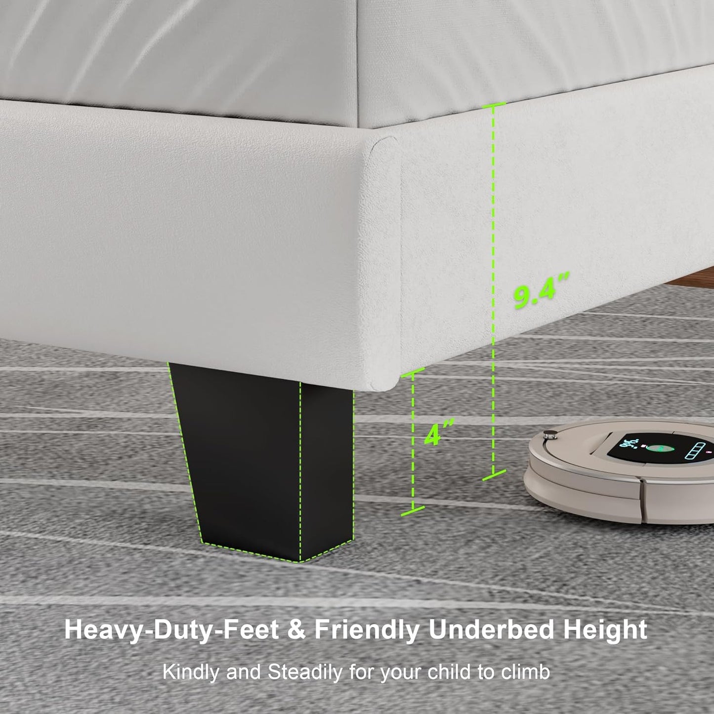 Feonase King Size Velvet Platform Bed Frame, Upholstered Bed with Button Tufted Headboard, Sturdy Wooden Slats & Heavy Duty Feet, No Box Spring Needed, Noise-Free, Easy Assembly, White