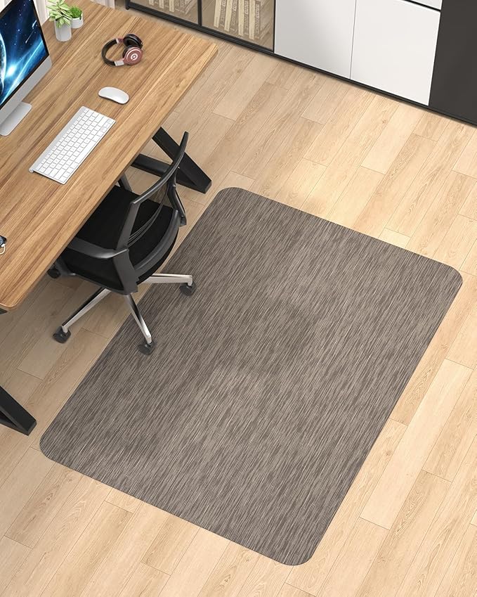 Blvornl Office Chair Mat for Hardwood Floor, 47.2"*60" Desk Computer Chair Mat for Hard Wood, Large Anti-Slip Hard Floor Protector Rolling Chair Mat, PVC Mat Desk Rug for Office and Home Dark Brown