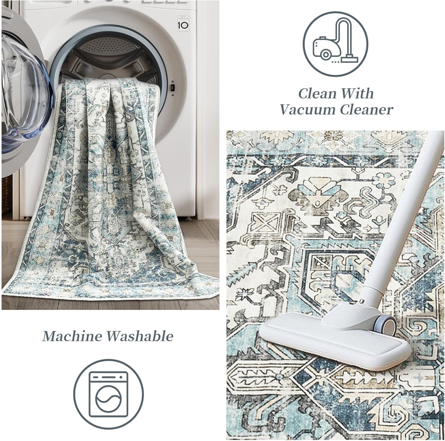 zesthome Area Rugs 6x9, Large Rugs for Living Room, Stain Resistant Washable Rug, Rugs for Bedroom with Non Slip Backing, Ultra-Thin Vintage 6x9 Area Rug