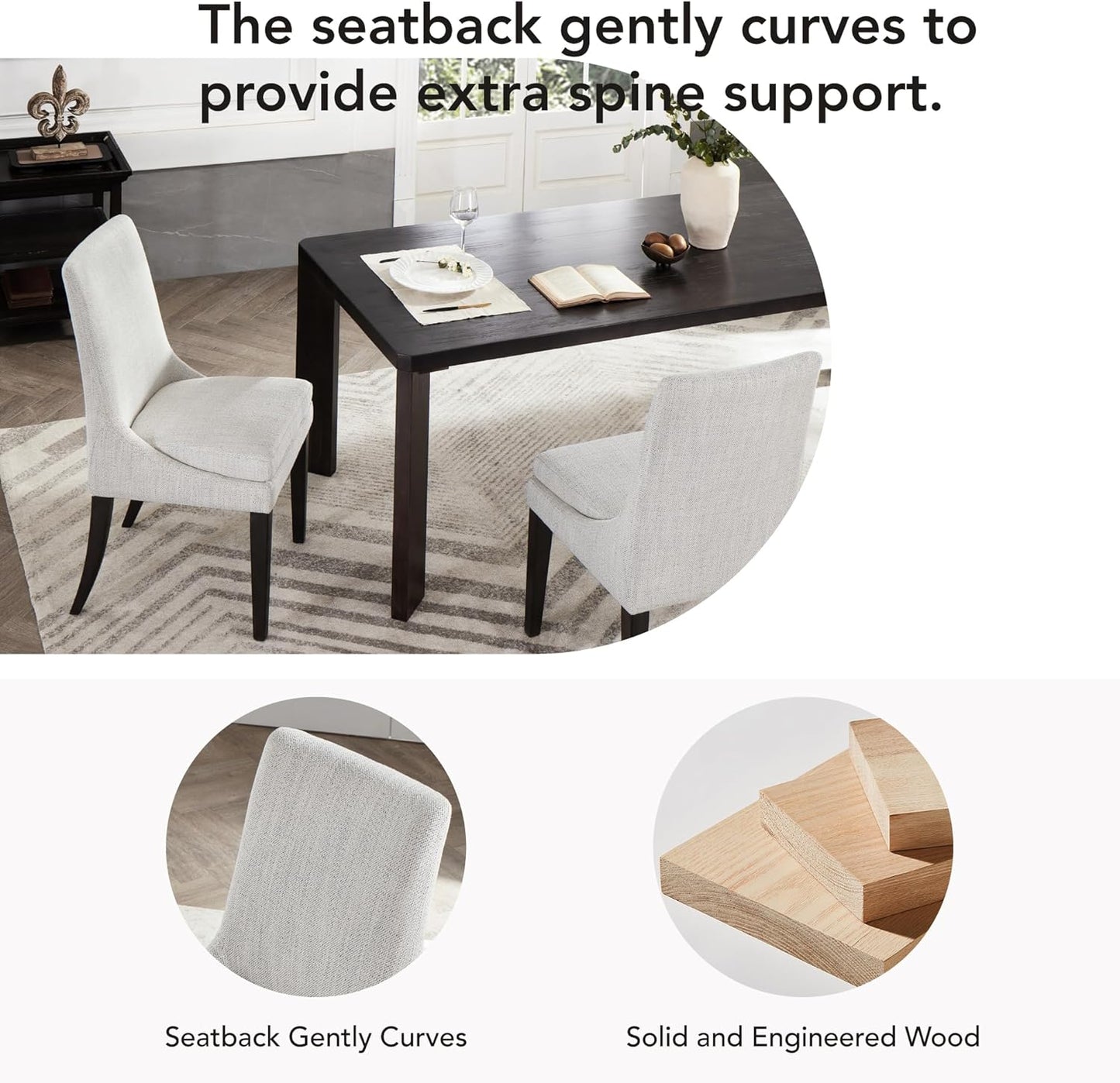 Upholstered Dining Chairs Modern Sidechair Performance Fabric High Back Armlesschair for Diningroom Kitchen,Cream,Set of 4(2 Box)