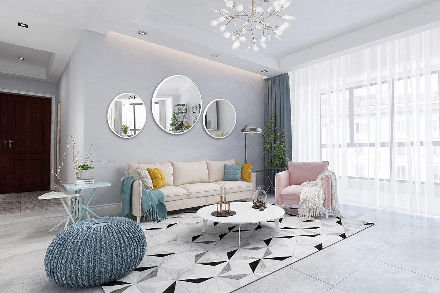 FrameWorks 20" Deluxe Contemporary White Circular Aluminum Mirror