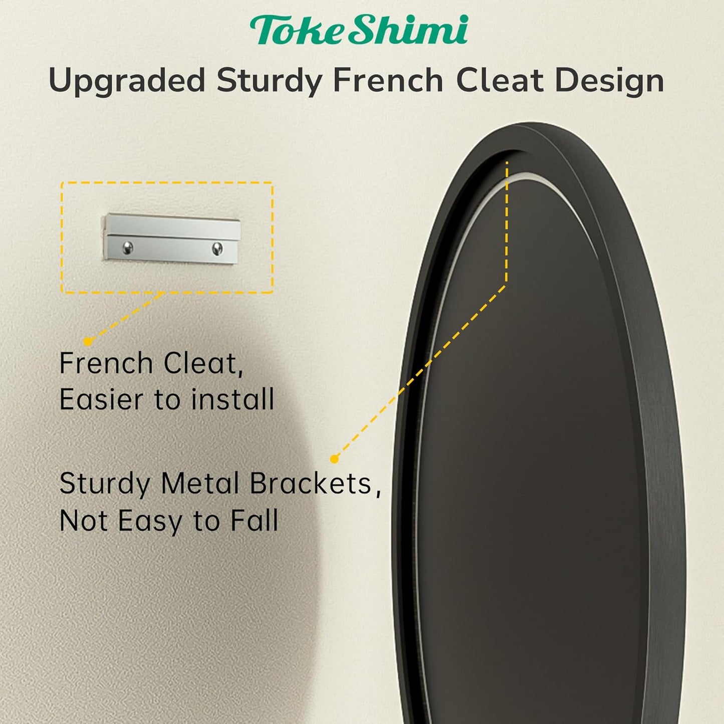 TokeShimi 16 in Round Black Bathroom Mirror Framed, Modern Circle Wall Mirror Farmhouse Aluminum, 16 x 16 Shatterproof Round Bathroom Vanity Mirrored for Restroom, Bedroom, Entryway, Living Room