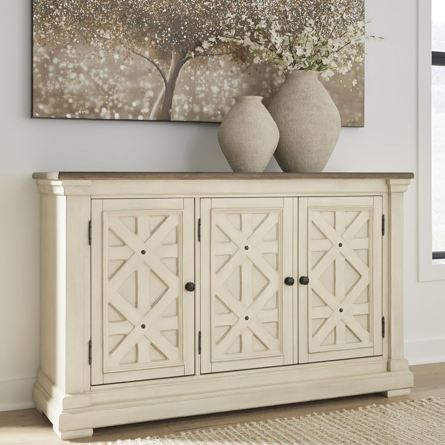Signature Design by Ashley Bolanburg French Country Dining Room Server, Two-tone White & Brown