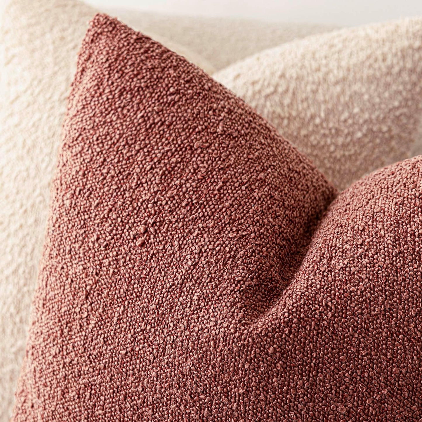 Foindtower Pack of 2, Decorative Textured Boucle Throw Pillow Covers Accent Solid Pillow Cases Cozy Soft Couch Cushion Case for Chair Sofa Bedroom Living Room Home Decor 22x22 Inch Orange Rust Red