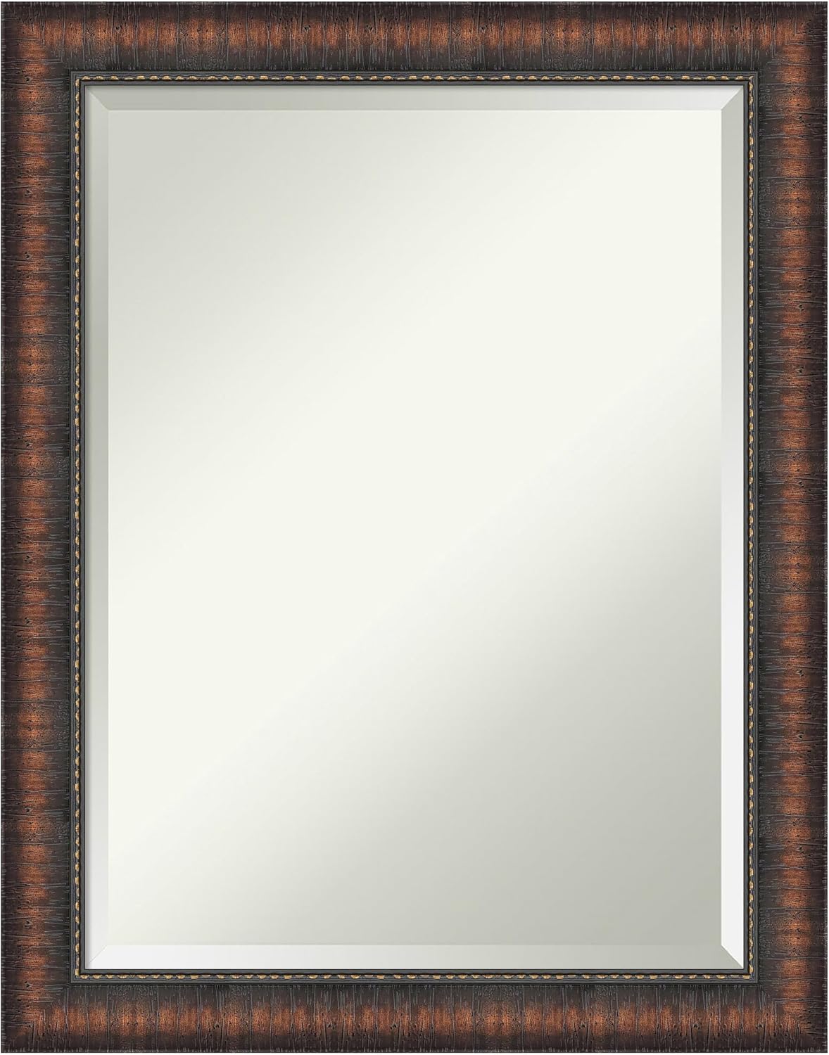 Amanti Art Brown Bathroom Mirror for Over Sink, 28x22 Caleb Brown Rectangle Vanity Mirror, Medium Rustic Farmhouse Frame, Hangs Horizonally and Vertically, Bathroom Wall Decor, Beveled Edge