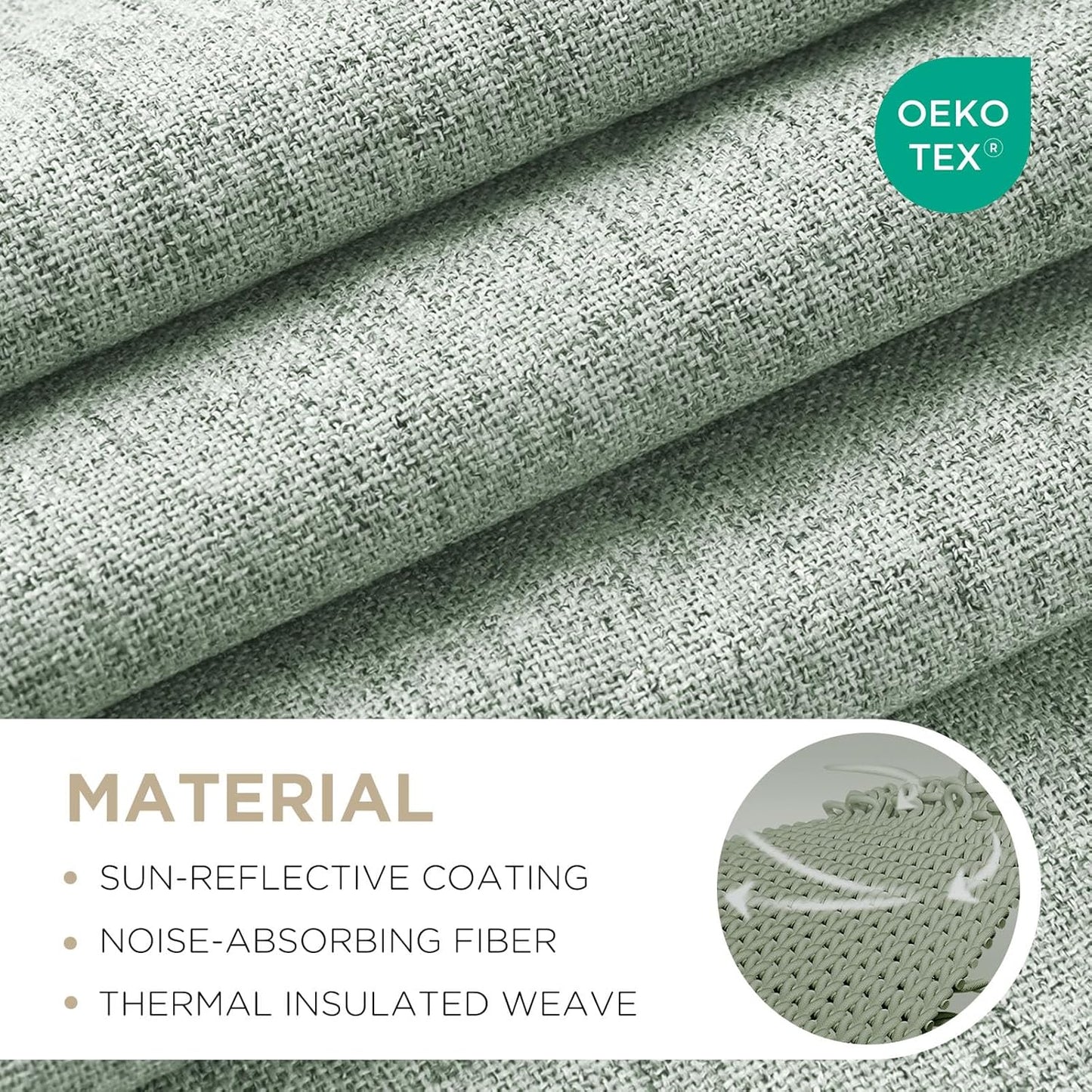 Joydeco 100% Blackout Curtains for Bedroom - Natural Linen Curtains 37" W x 108" L Long, Thermal Insulated 2 Panels Light Blocking Drapes, Rod Pocket & Back Tabs, Darkening Privacy for Living Room