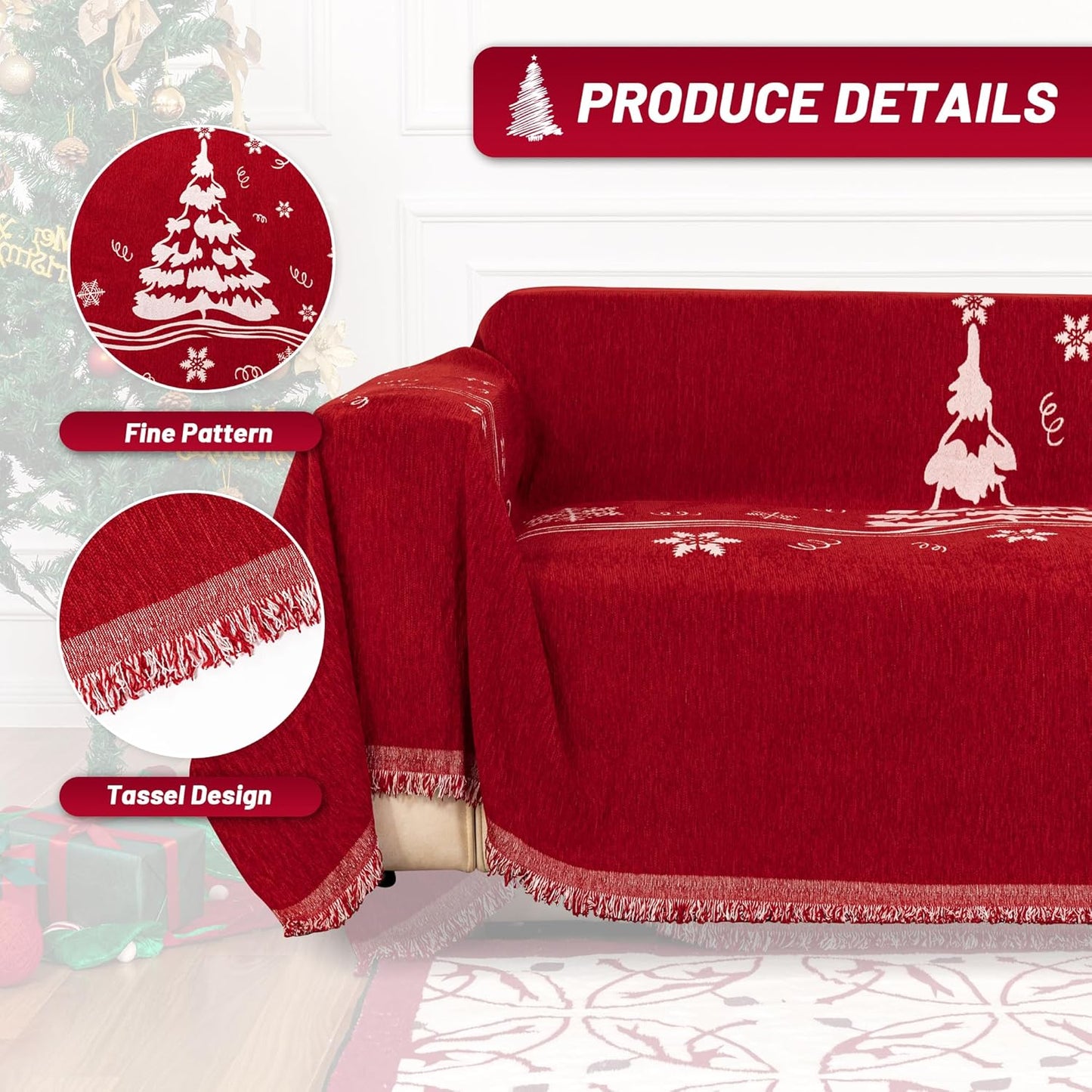MYSKY HOME Couch Covers Couch Cover for Dogs Washable Couch Covers for Sectional Sofa Sofa Covers for 3 Cushion Couch Sofa Cover for Living Room Furniture Protector for Pets, Kids, 71"x134", Red