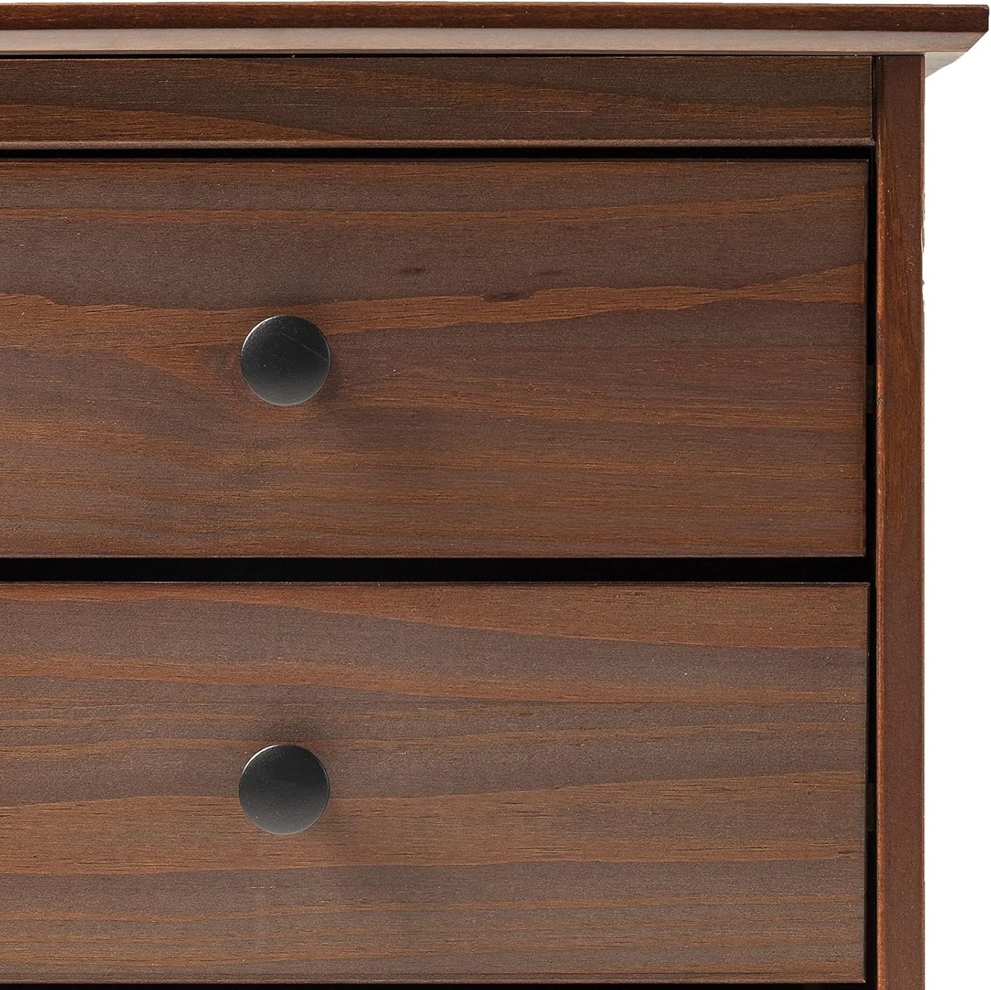 Walker Edison Traditional Wood 3 Drawer Nightstand Side Table Bedroom Storage Drawer and Shelf Bedside End Table, 18 Inch, Walnut