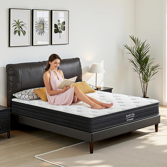 King Size Mattress, 10 Inch 5-Zone Pocket Spring Hybrid Mattress with Gel Memory Foam for Pressure Relief & Peaceful Sleep, Medium Firm, Mattress in a Box