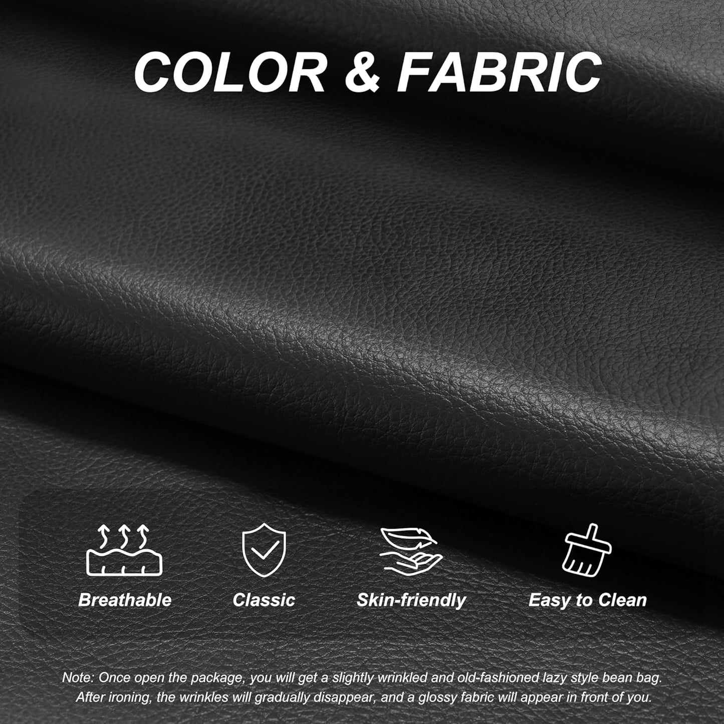 Hobestluk Giant Bean Bag Chair Lazy Floor Sofa, Memory Foam Fireside Sofa for Adults, Big Beanbag Faux Leather Armless Chair for Living Room Bedroom Dorm Office (Black, Single)